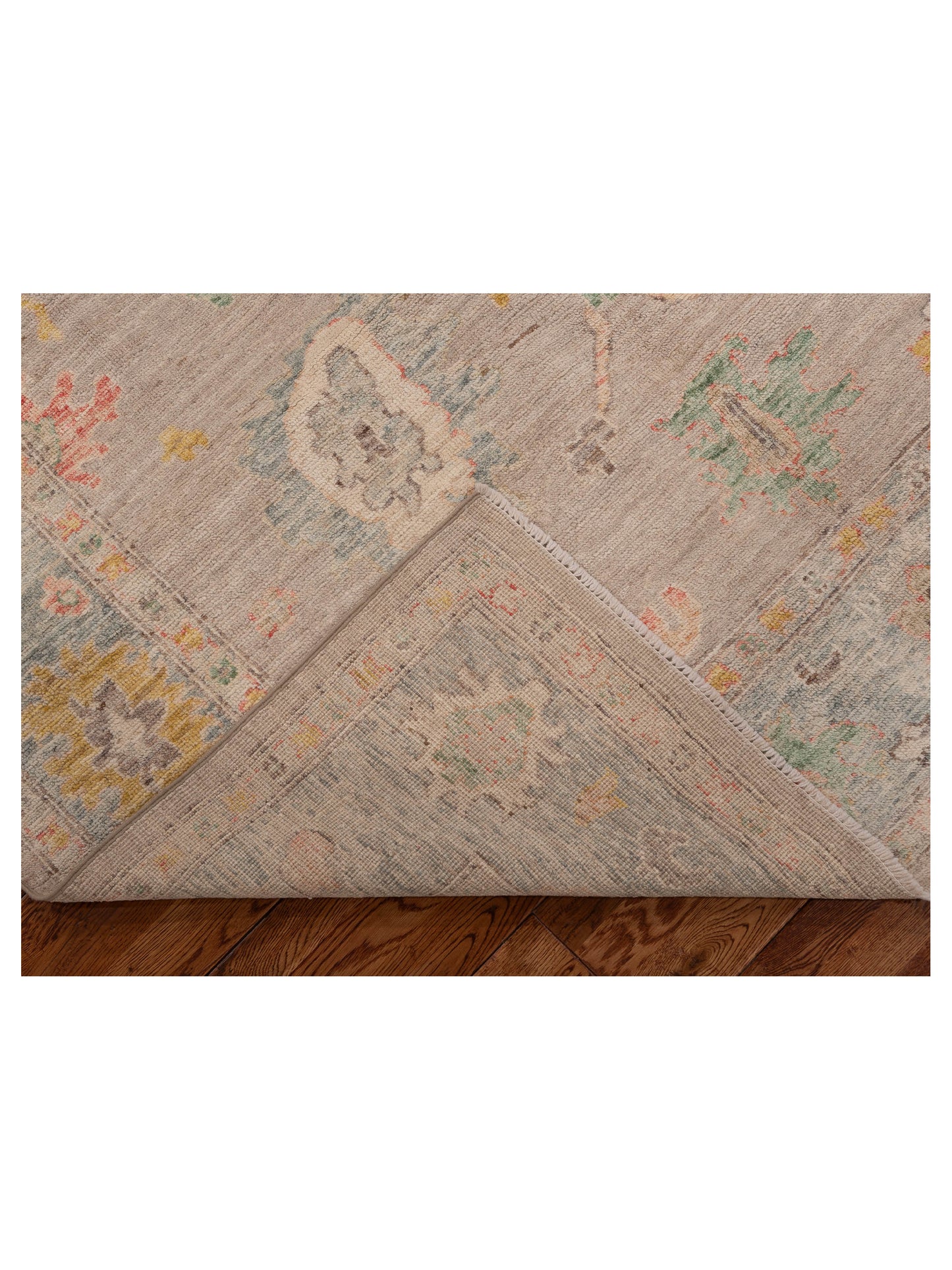 Anadol Oushak Neyir Light Gray Light Green 6.1x8.7 Hand Knotted Rug