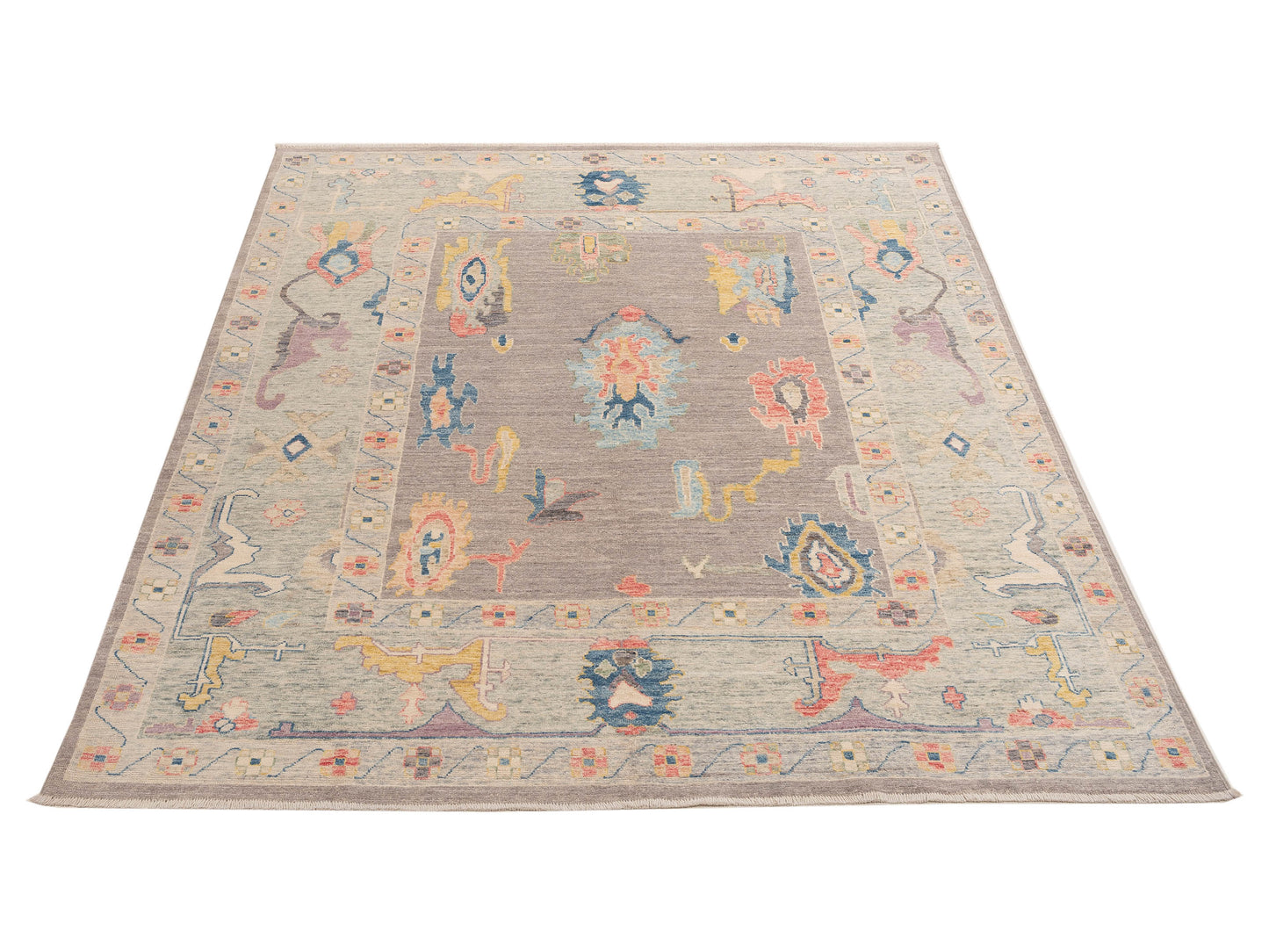 Anadol Oushak Yeniay Gray Light Gray 8x9.7 Hand Knotted Rug