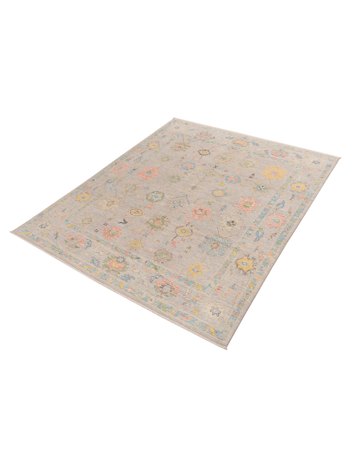 Anadol Oushak Zigana Light Gray Light Gray 8x9.11 Hand Knotted Rug