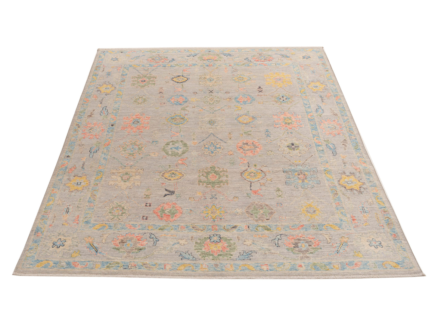 Anadol Oushak Zigana Light Gray Light Gray 8x9.11 Hand Knotted Rug