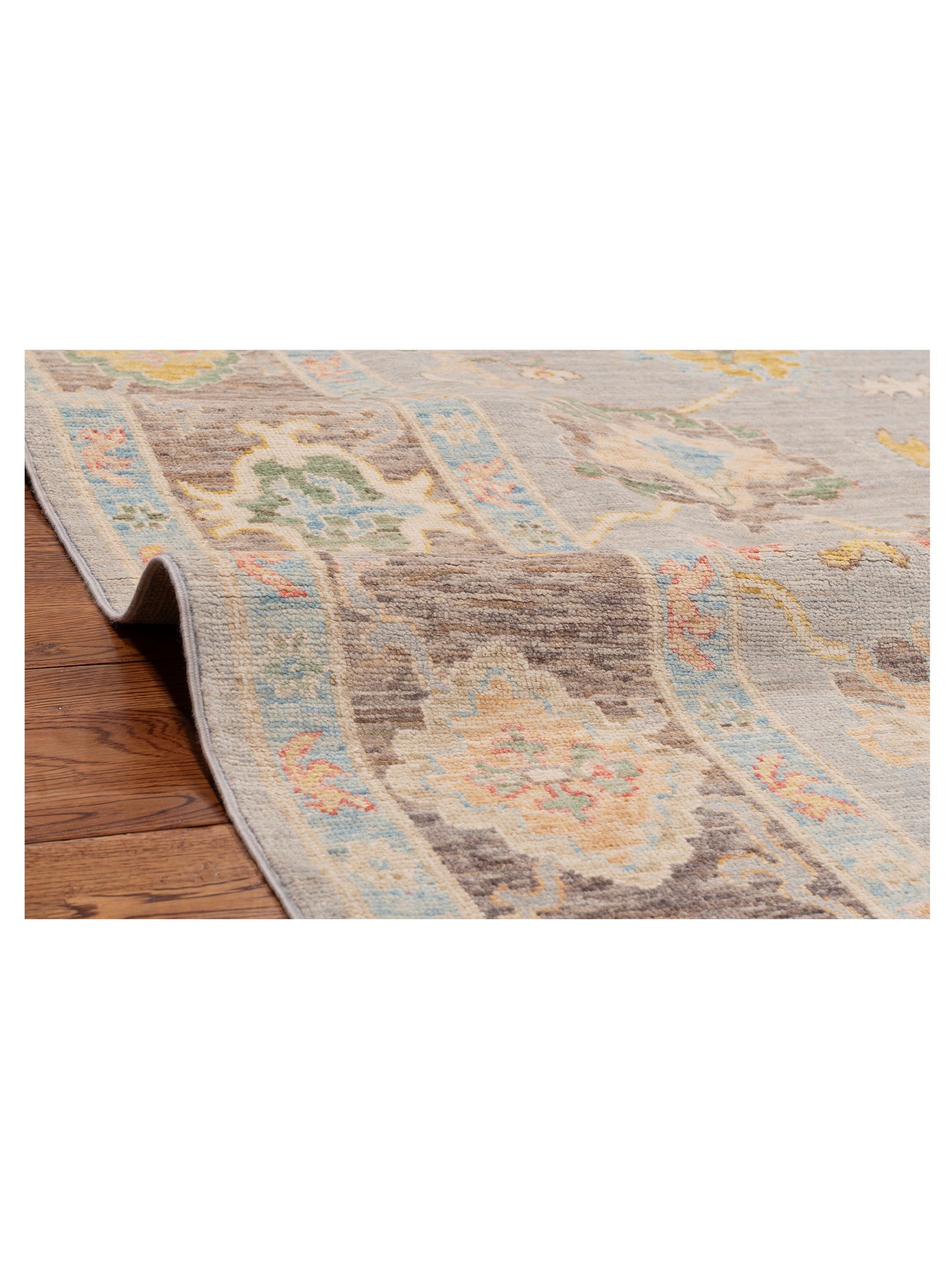 Anadol Oushak Zincirli Gray Dark Gray 8x9.11 Hand Knotted Rug