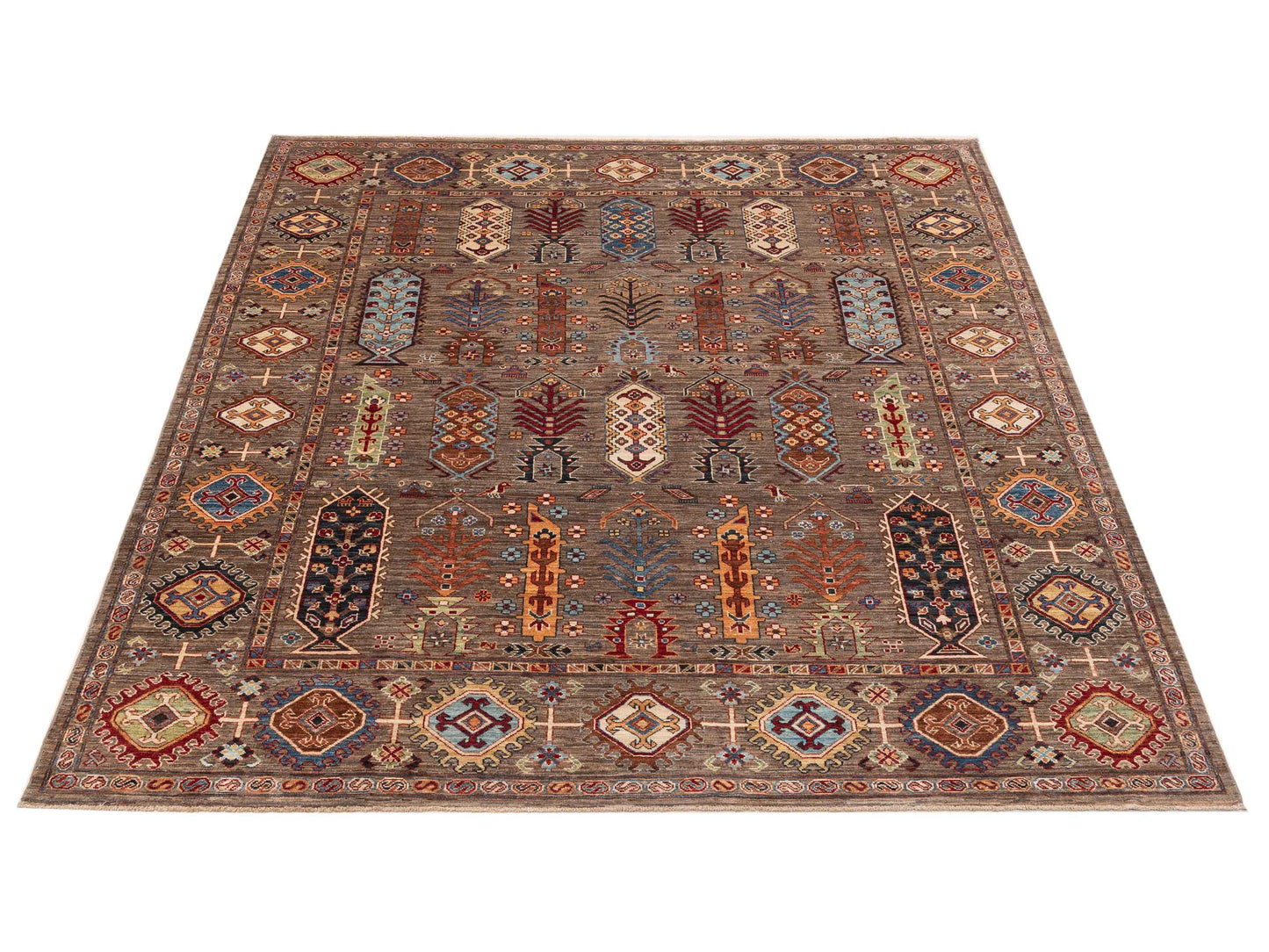 Kars 151709 Brown Brown 8.5x8.10 Hand Knotted Rug