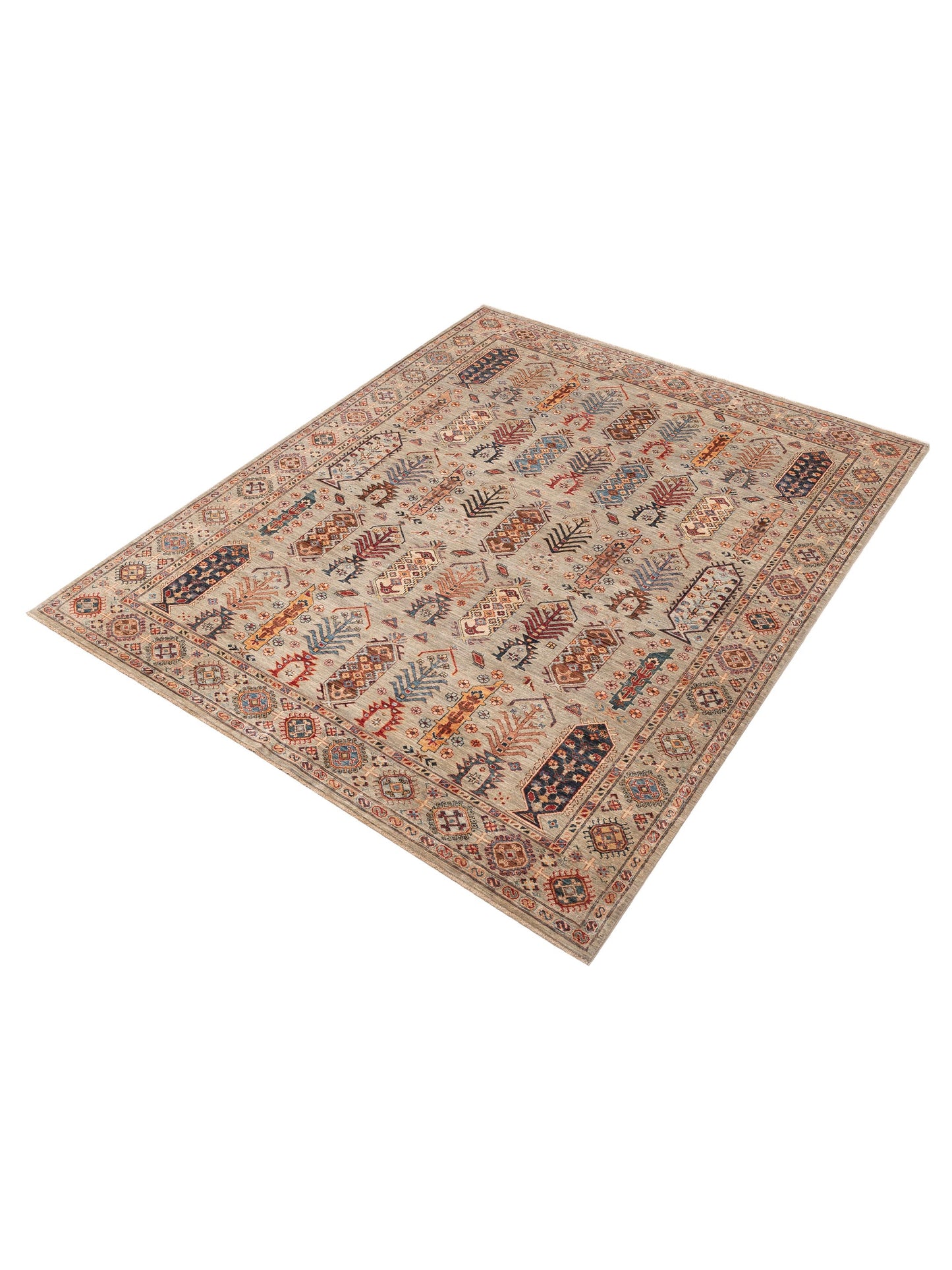 Kars 151747 Gray Gray 8.1x9.9 Hand Knotted Rug