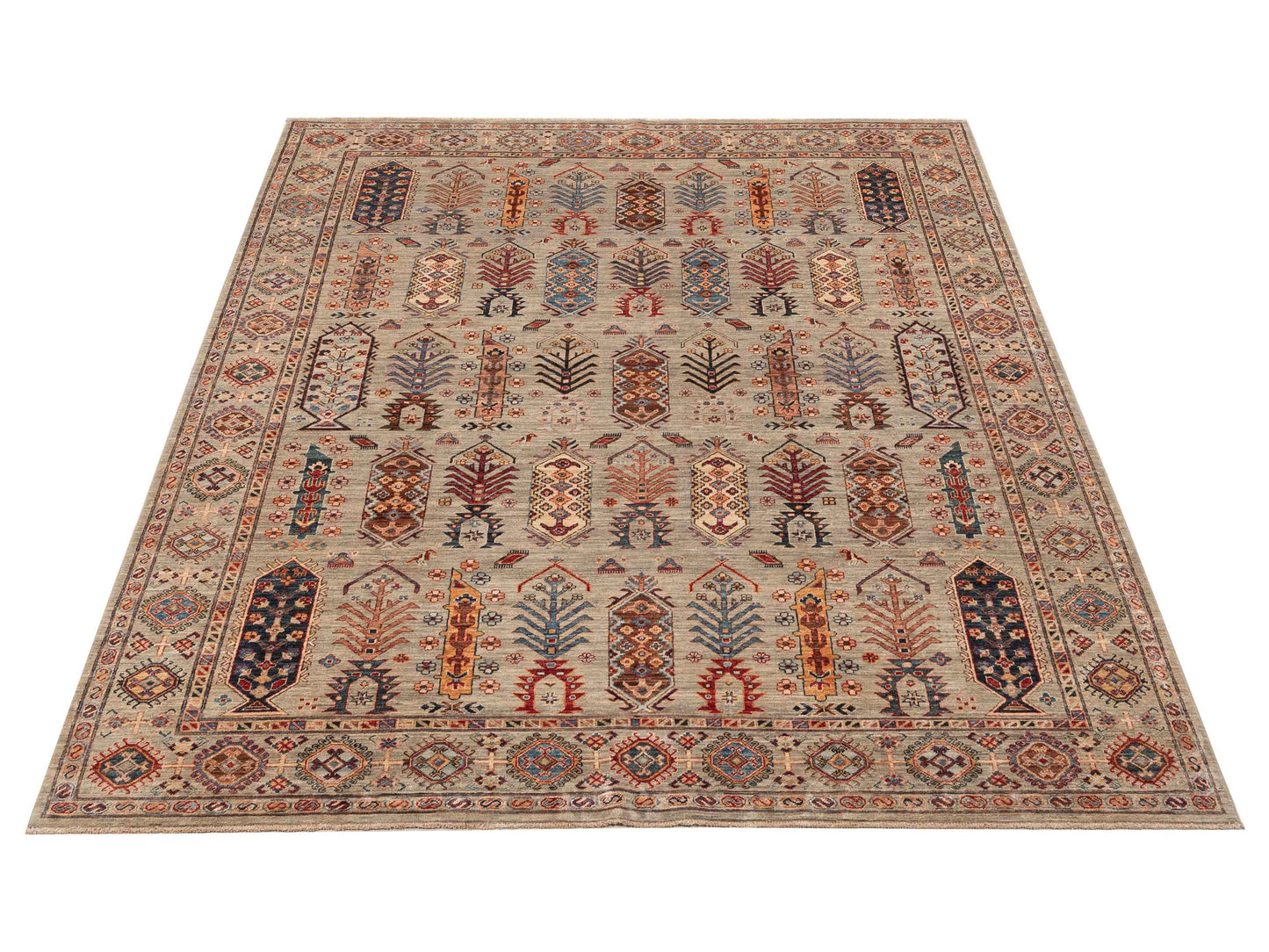 Kars 151747 Gray Gray 8.1x9.9 Hand Knotted Rug