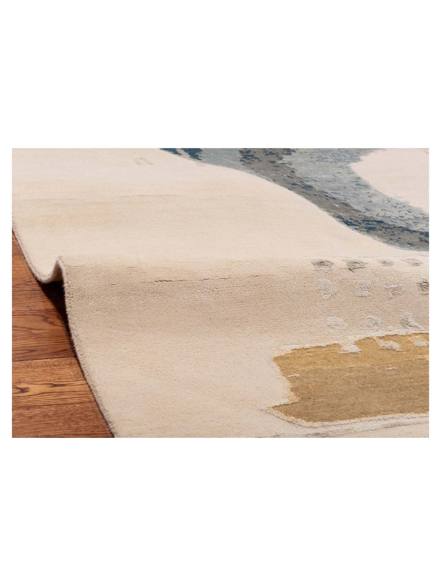 Dazzling 151874 Ivory Blue 8.1x10.1 Hand Knotted Rug