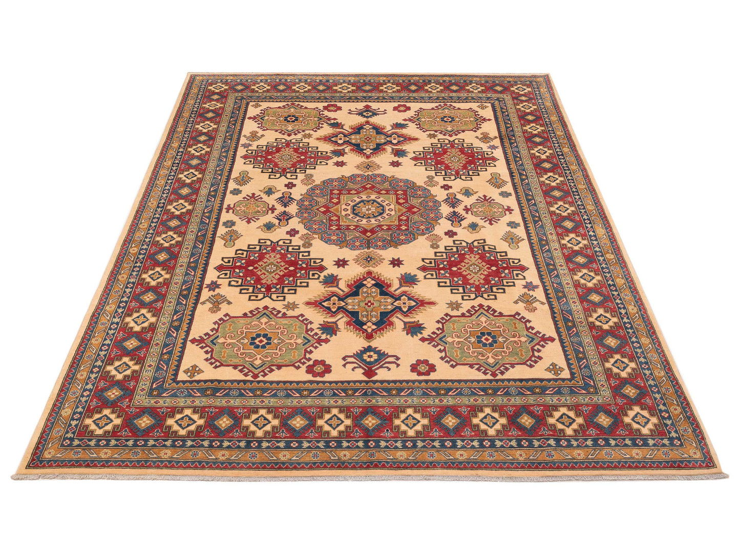 Kazak 151922 Ivory Red 9x11.9 Hand Knotted Rug