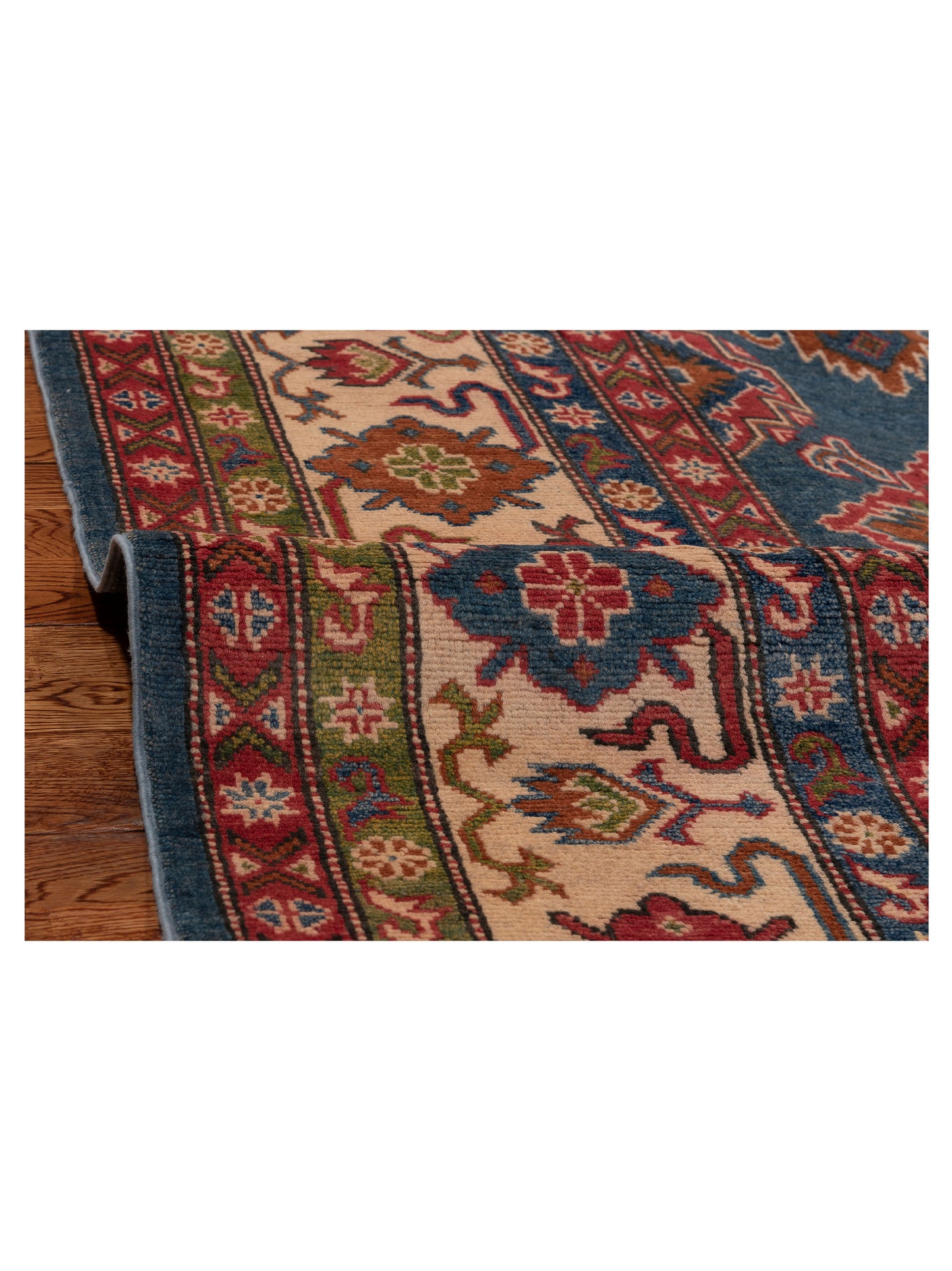 Kazak 151923 Blue Ivory 8.11x12.7 Hand Knotted Rug