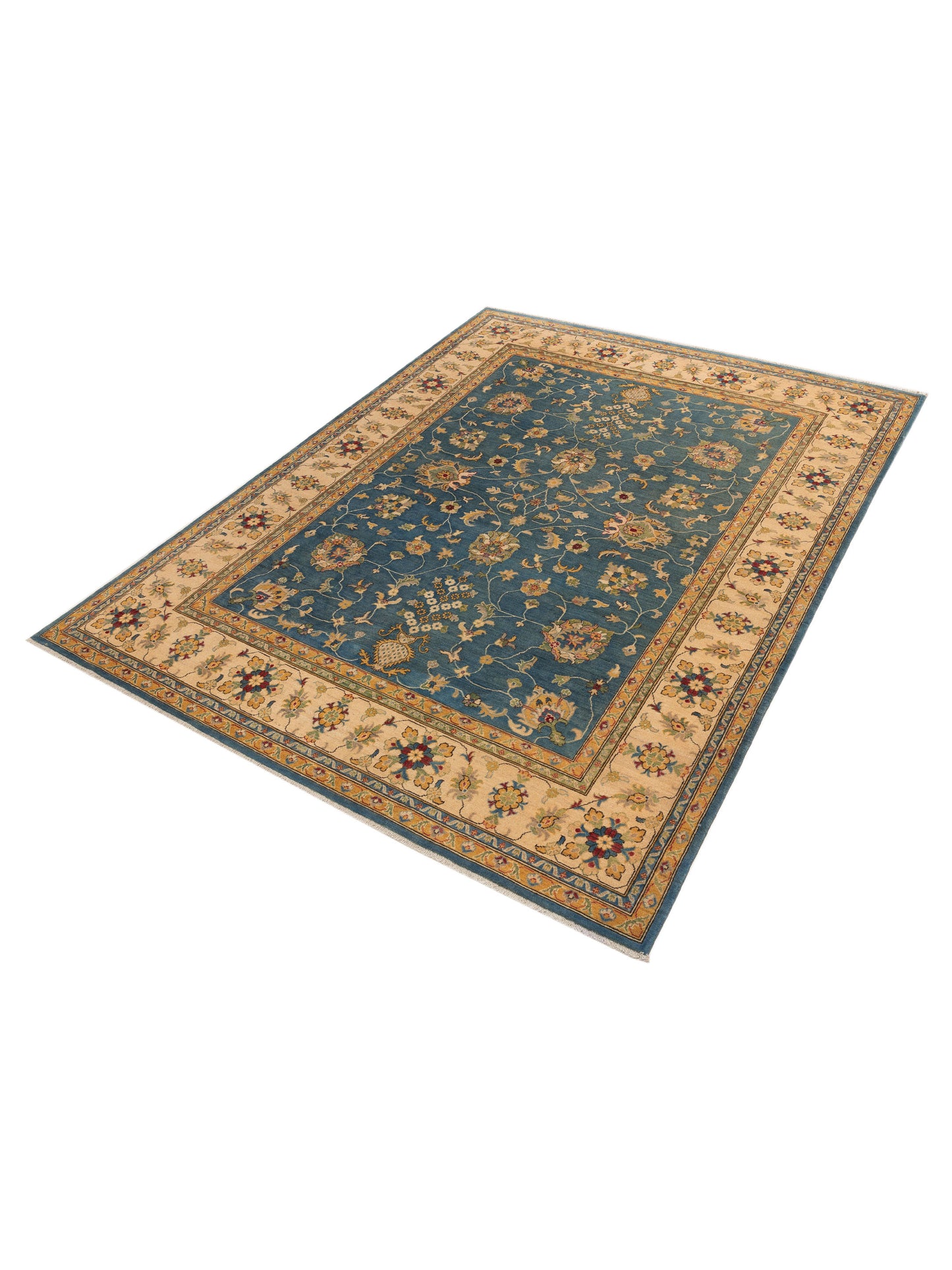Kazak 151925 Blue Ivory 8.11x11.8 Hand Knotted Rug
