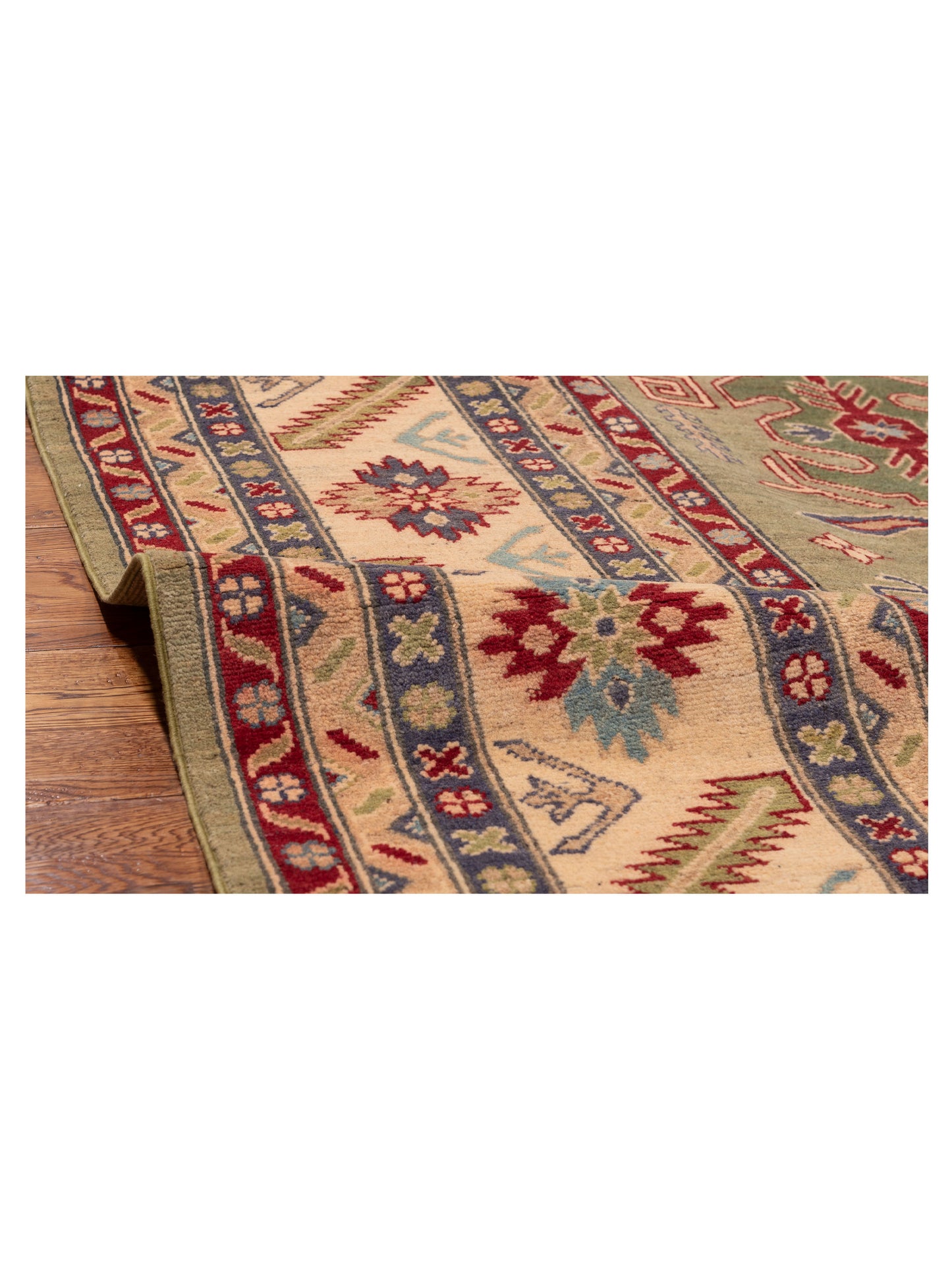 Kazak 151927 Green Beige 8.11x11.11 Hand Knotted Rug