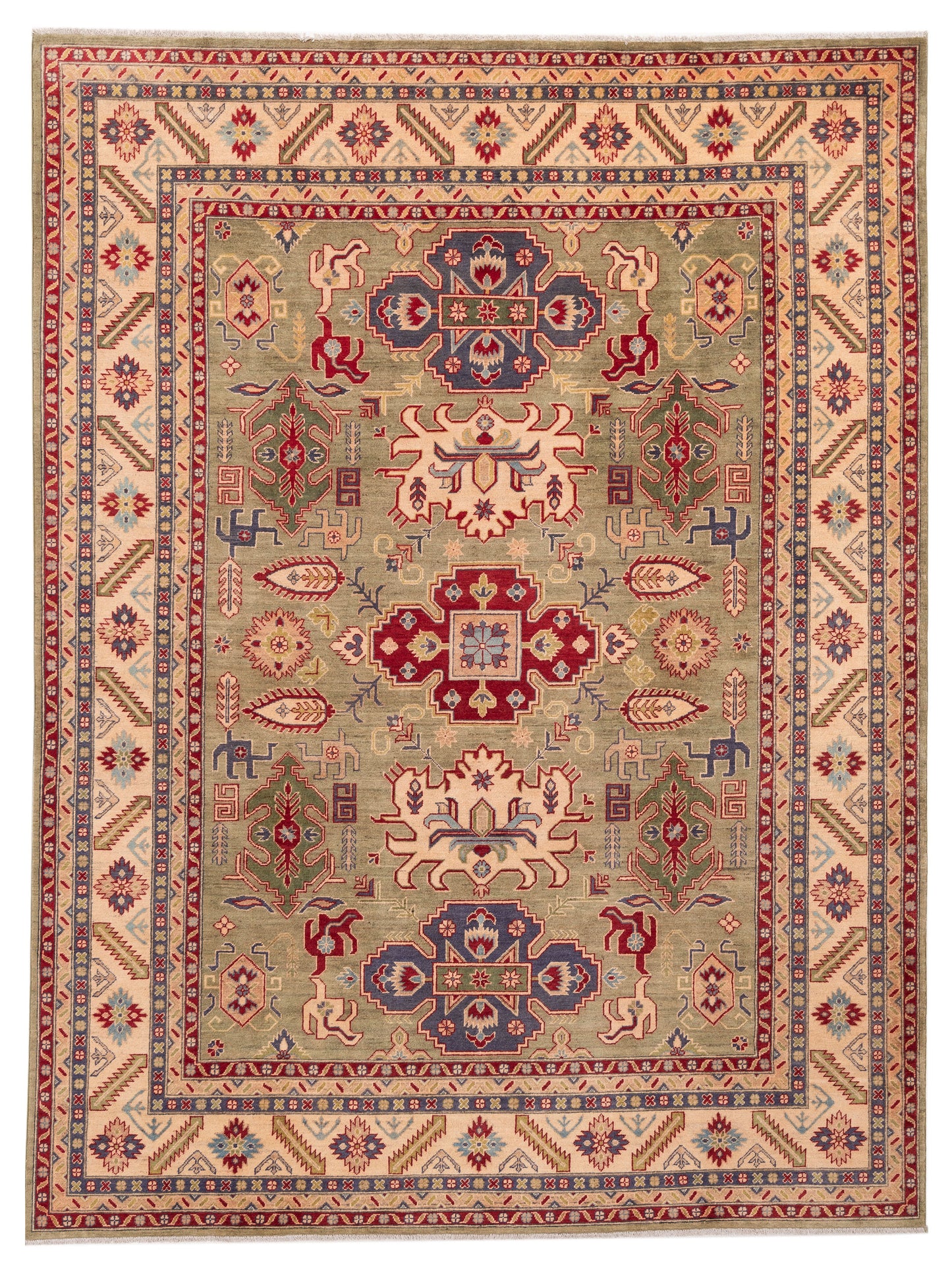 Nomad Kazak Green Beige Tribal