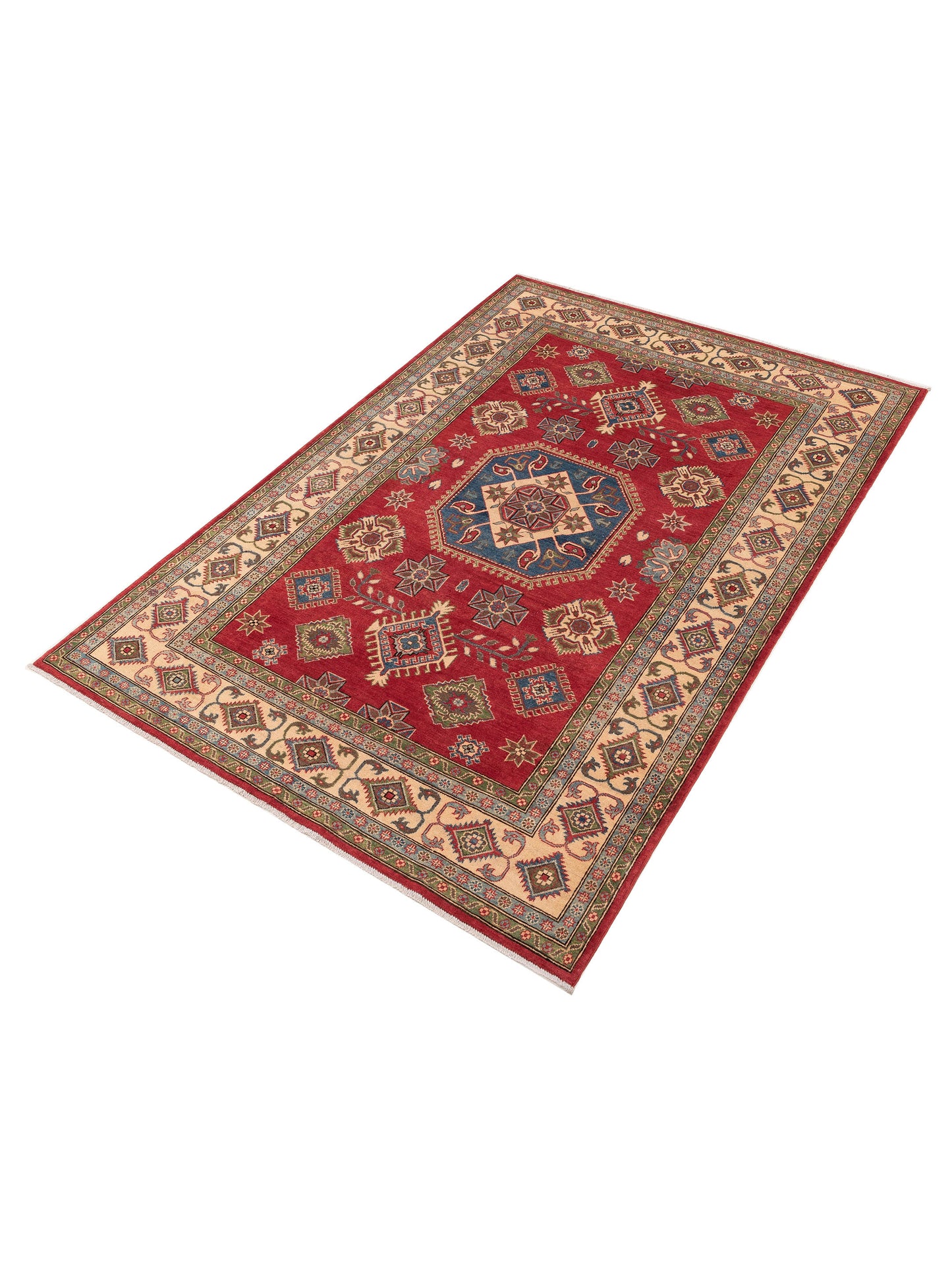 Kazak 151933 Red Ivory 6.8x9.9 Hand Knotted Rug