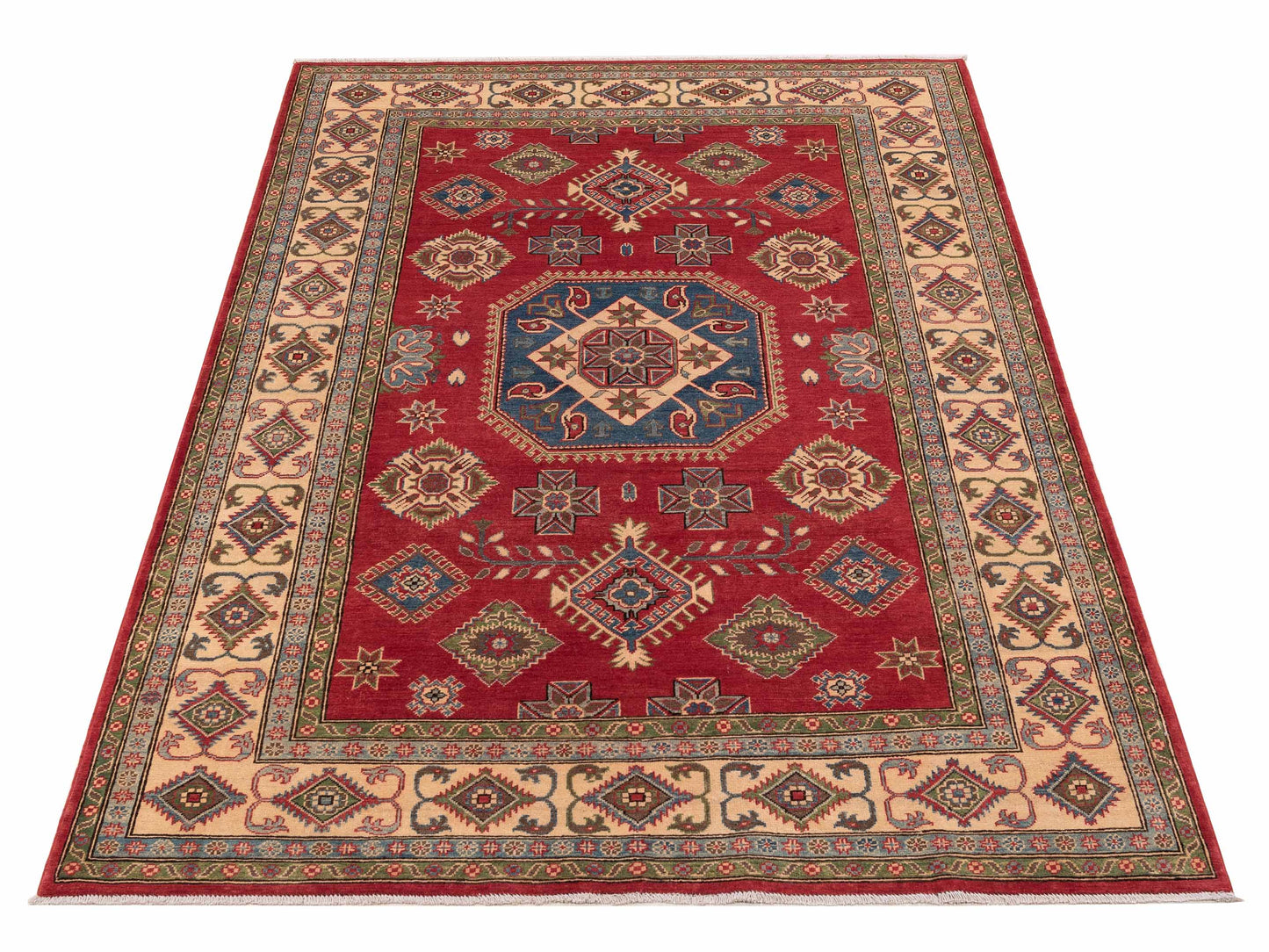 Kazak 151933 Red Ivory 6.8x9.9 Hand Knotted Rug