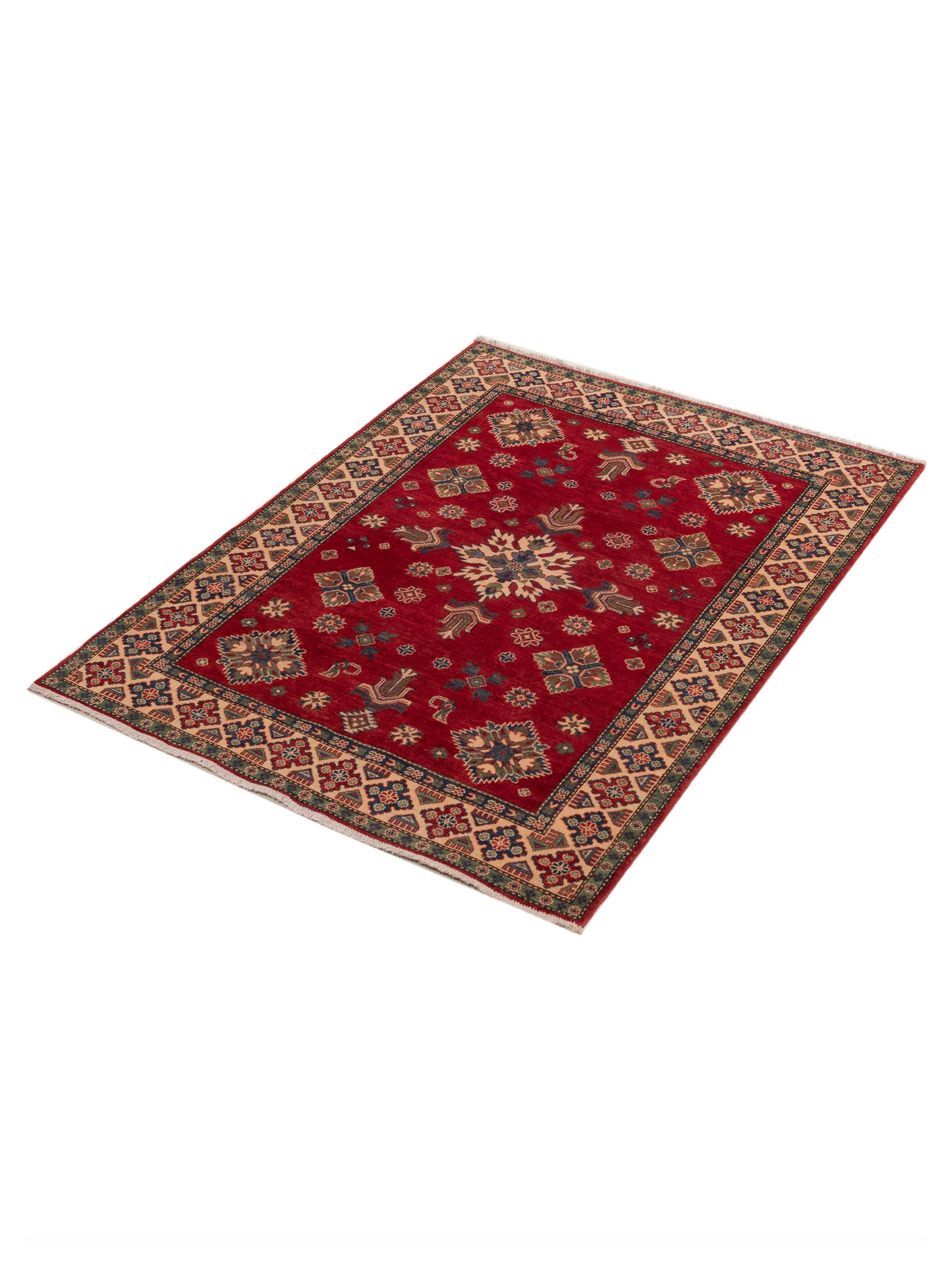 Kazak 151934 Red Ivory 5x6.7 Hand Knotted Rug