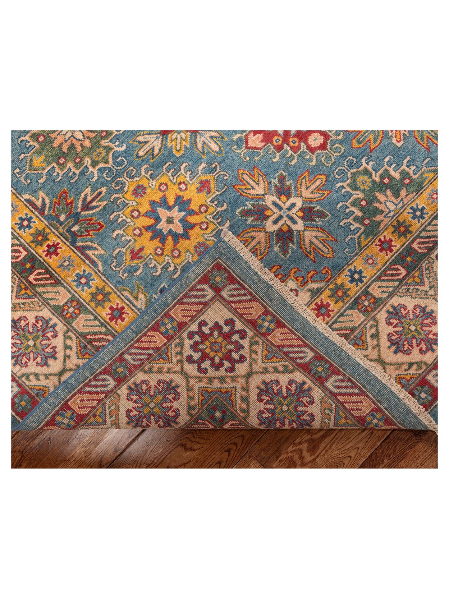 Kazak 151940 Blue Ivory 8.1x9.7 Hand Knotted Rug