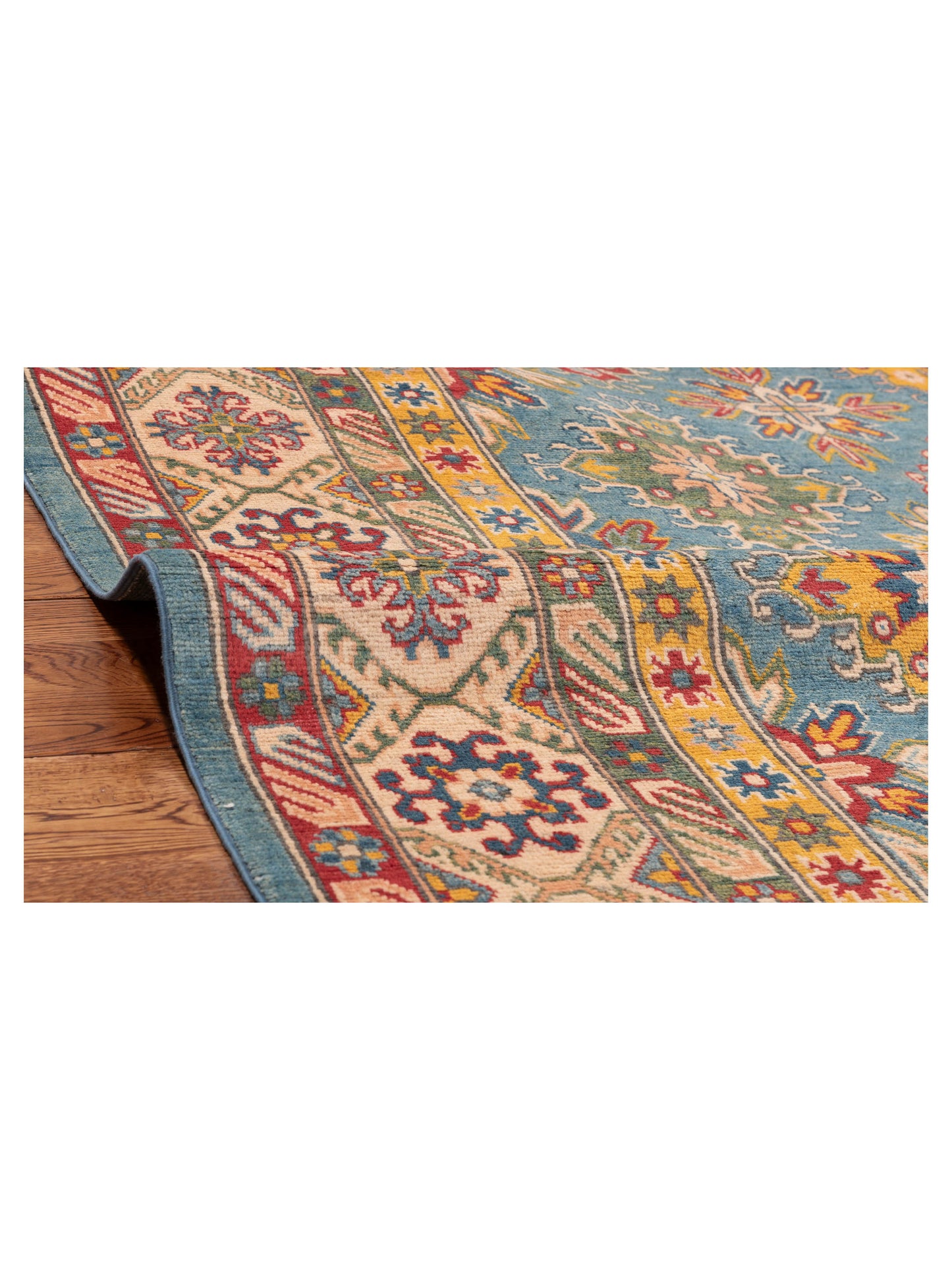 Kazak 151940 Blue Ivory 8.1x9.7 Hand Knotted Rug