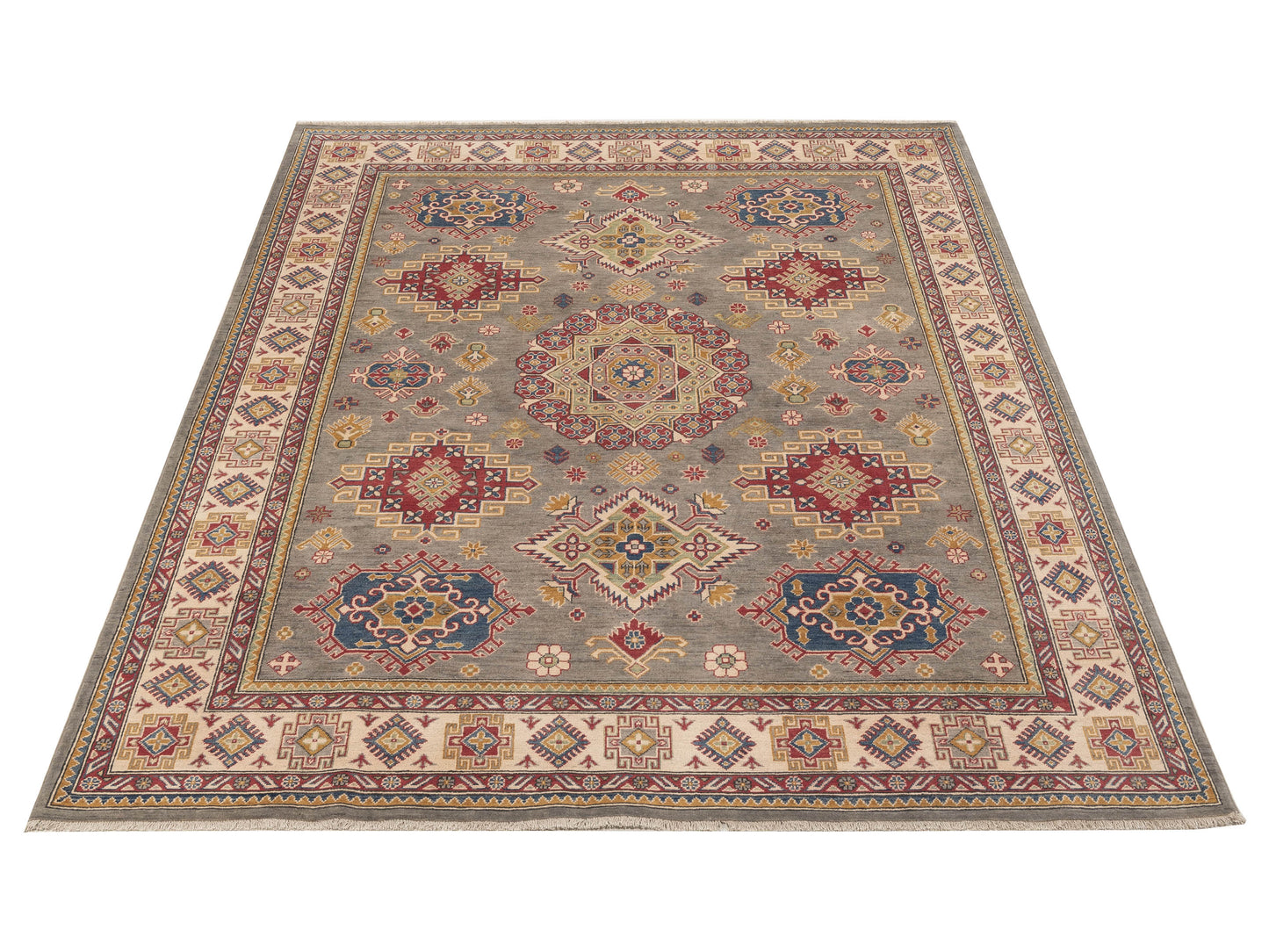 Kazak 151944 Gray Ivory 8x10 Hand Knotted Rug