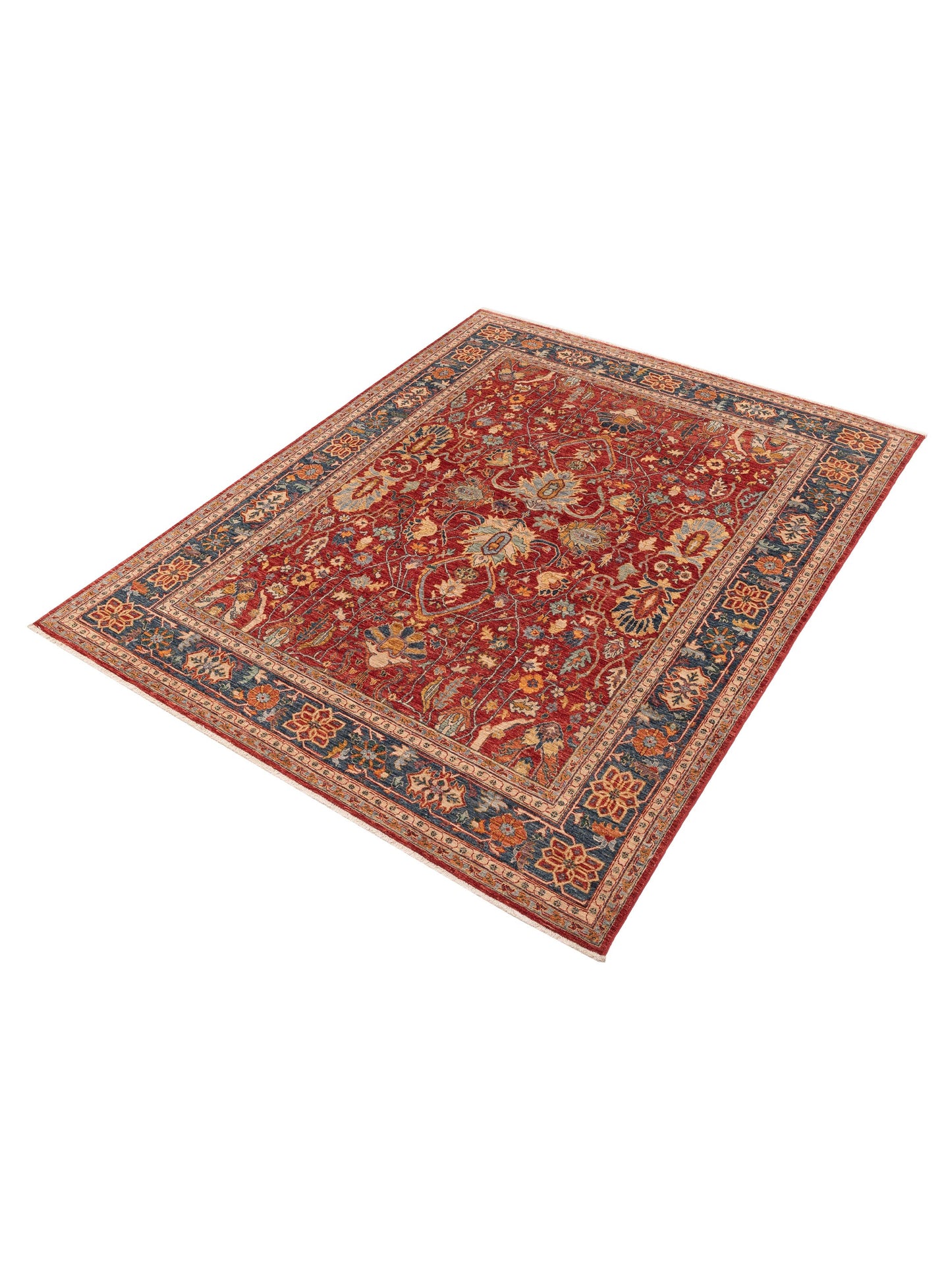 Elvan Nilay Red Navy 7.11x9.10 Hand Knotted Rug