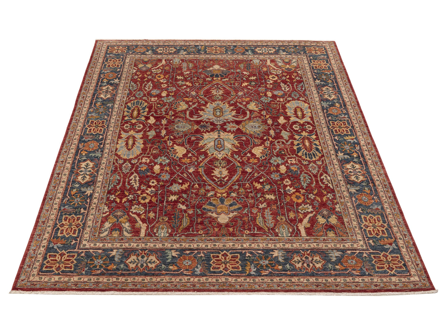 Elvan Nilay Red Navy 7.11x9.10 Hand Knotted Rug