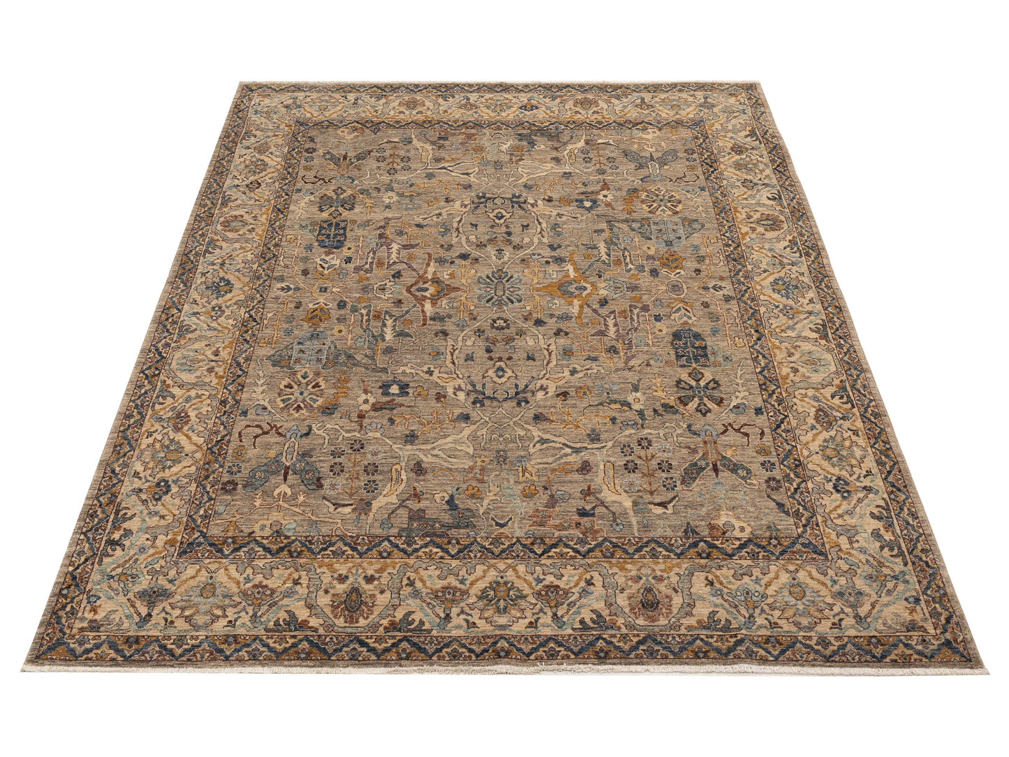 Elvan Nimet Gray Gray 7.11x10.3 Hand Knotted Rug