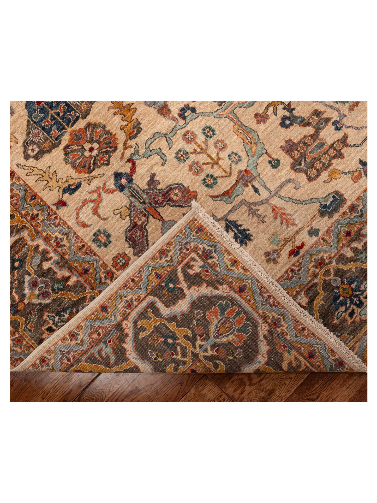 Elvan Nimet Ivory Brown 8.1x9.3 Hand Knotted Rug