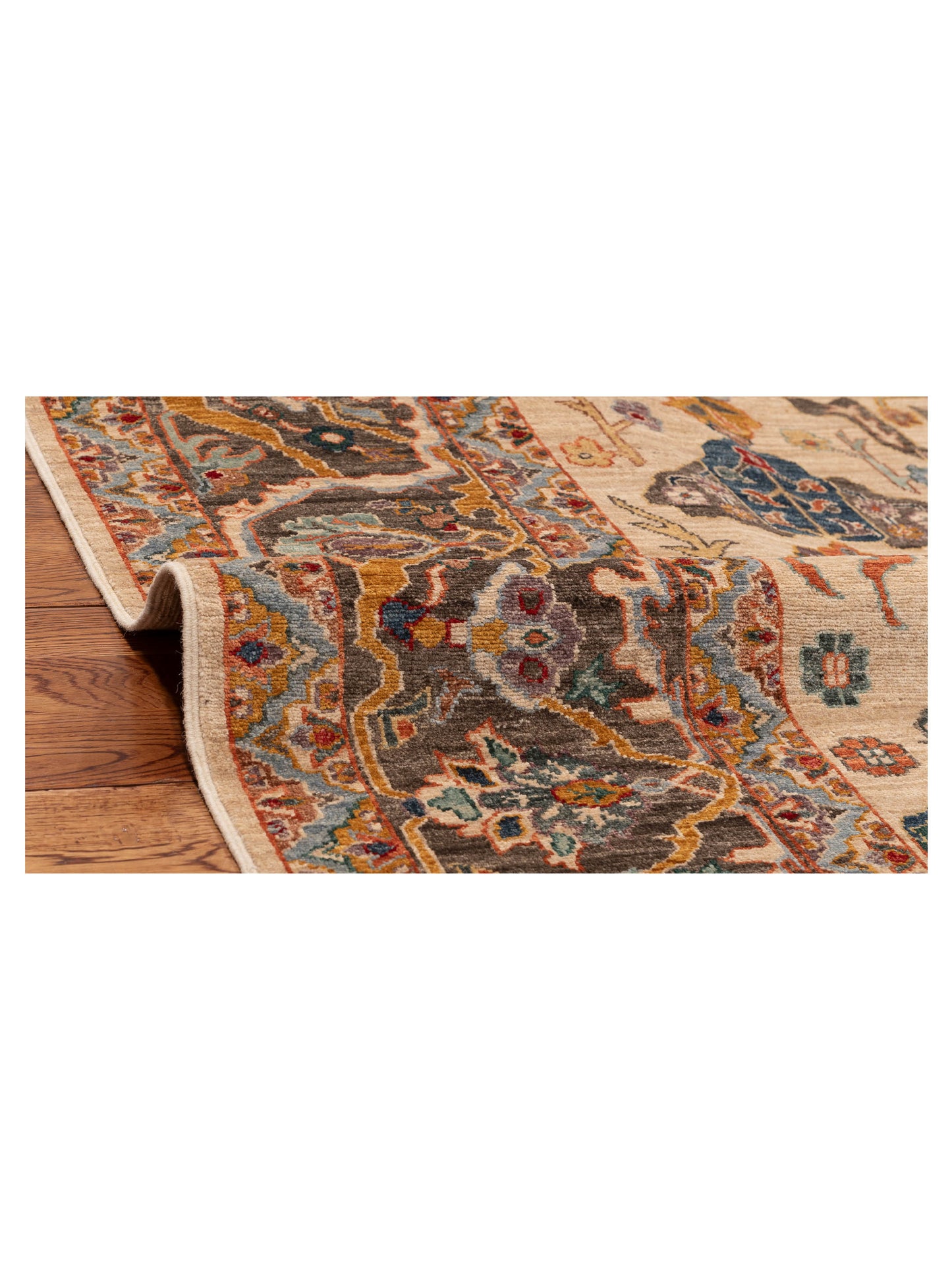 Elvan Nimet Ivory Brown 8.1x9.3 Hand Knotted Rug