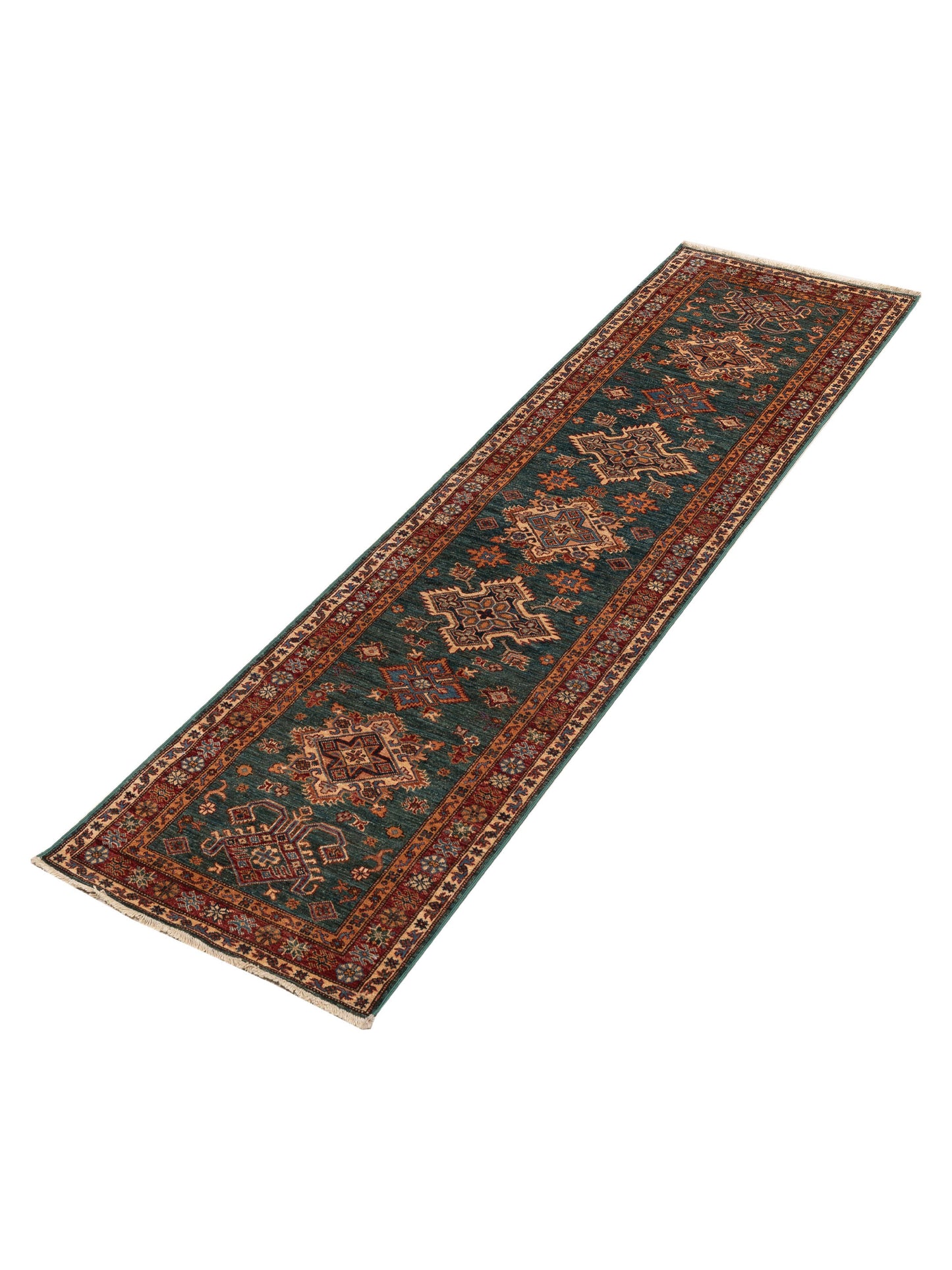 Kars 151996 Green Red 2.7x9.6 Hand Knotted Rug