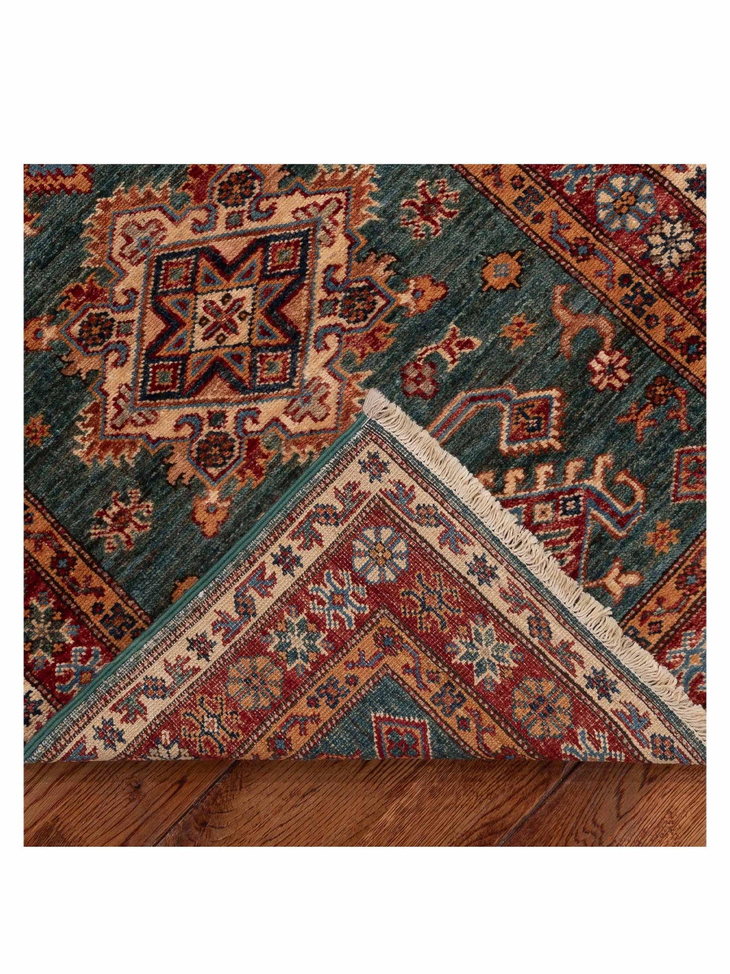 Kars 151996 Green Red 2.7x9.6 Hand Knotted Rug
