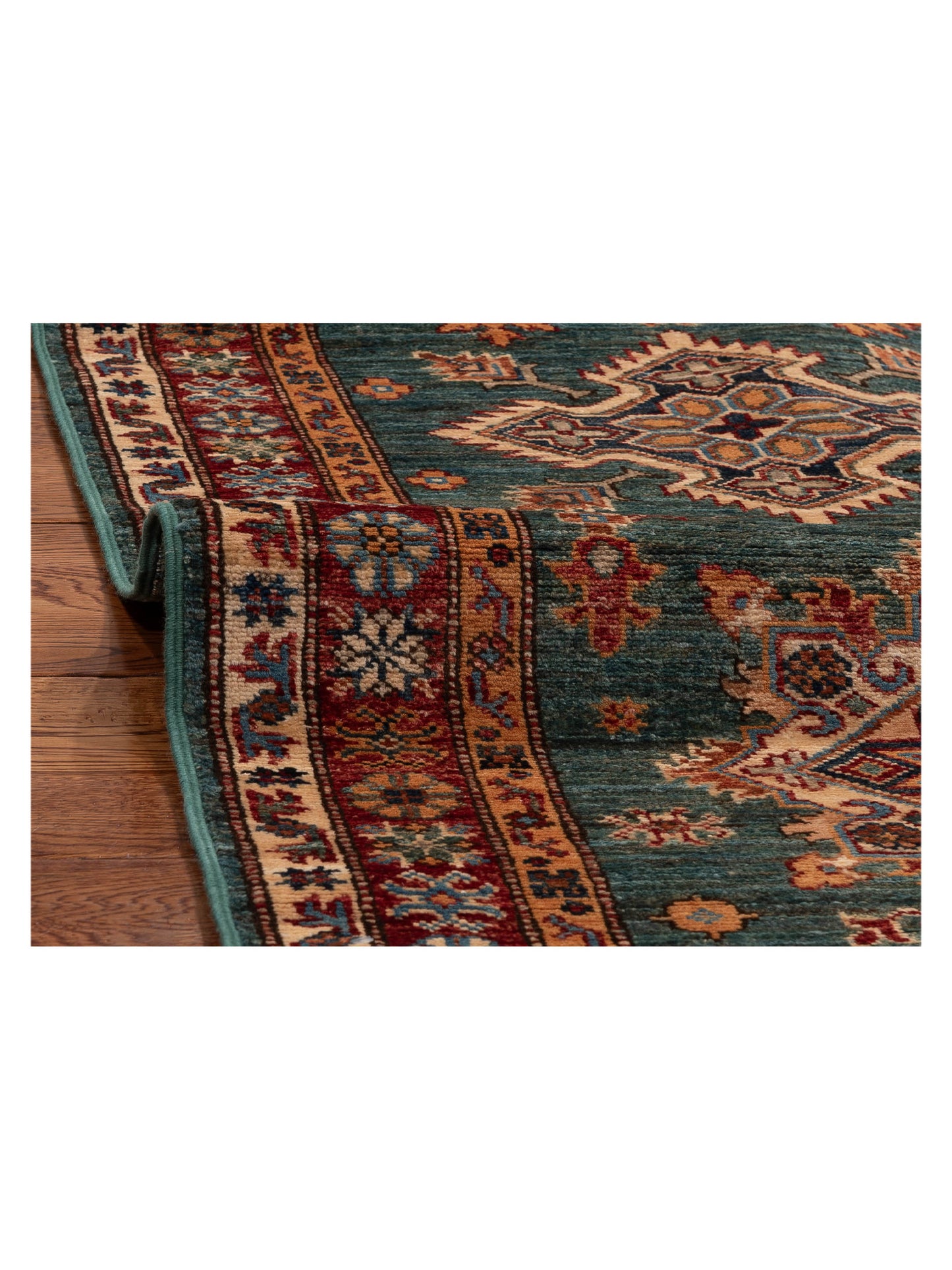 Kars 151996 Green Red 2.7x9.6 Hand Knotted Rug