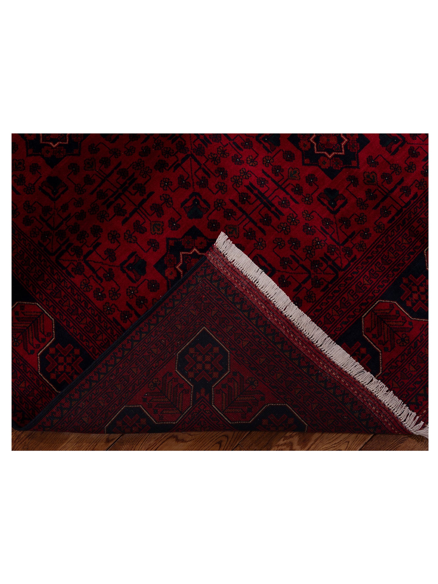 Afghan Belcik 152040 Red Navy 6.7x10.1 Hand Knotted Rug