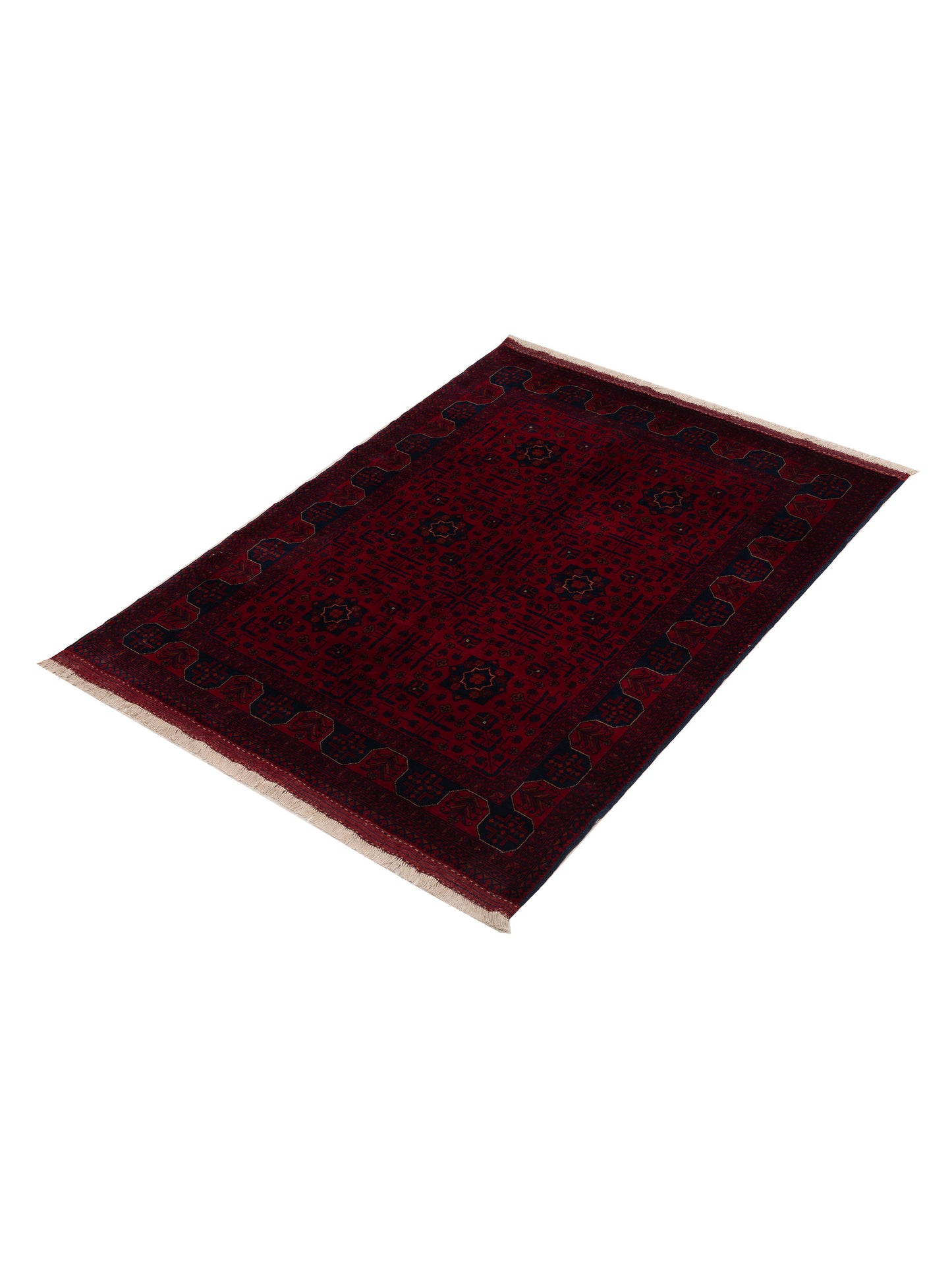 Afghan Belcik 152041 Red Navy 4.11x6.7 Hand Knotted Rug