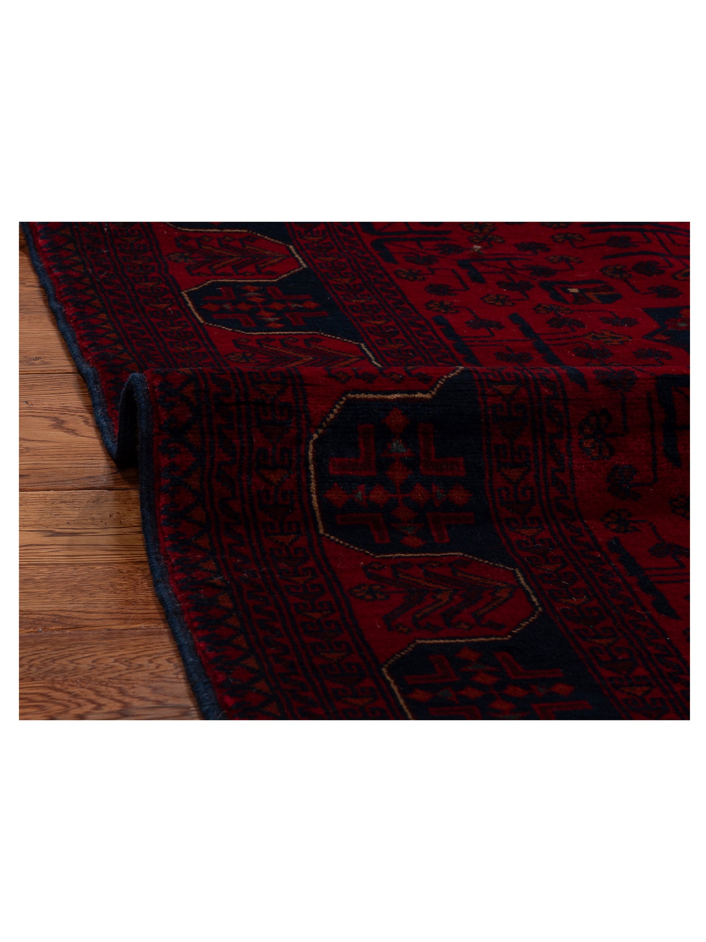 Afghan Belcik 152041 Red Navy 4.11x6.7 Hand Knotted Rug