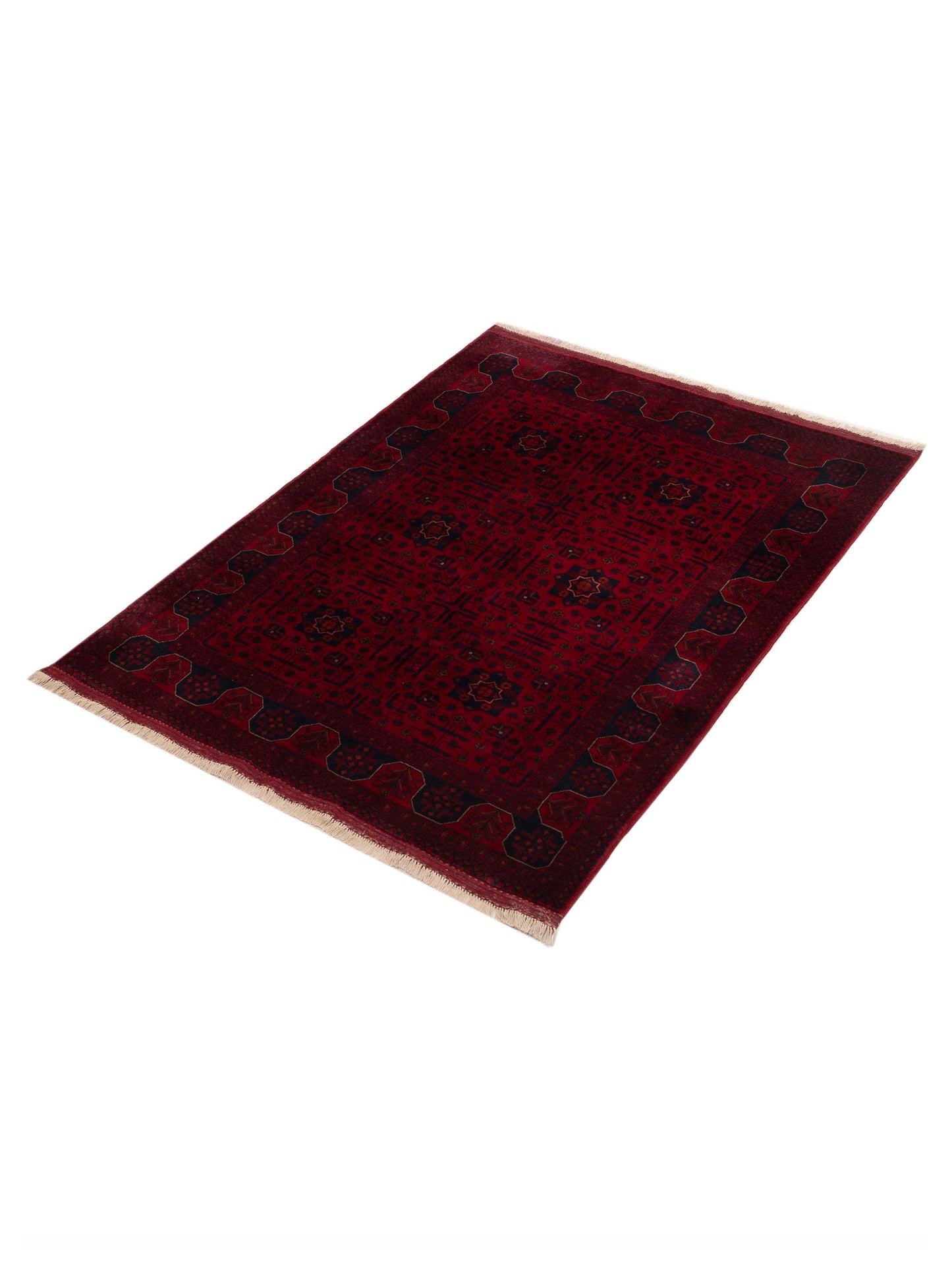 Afghan Belcik 152042 Red Navy 4.11x6.8 Hand Knotted Rug