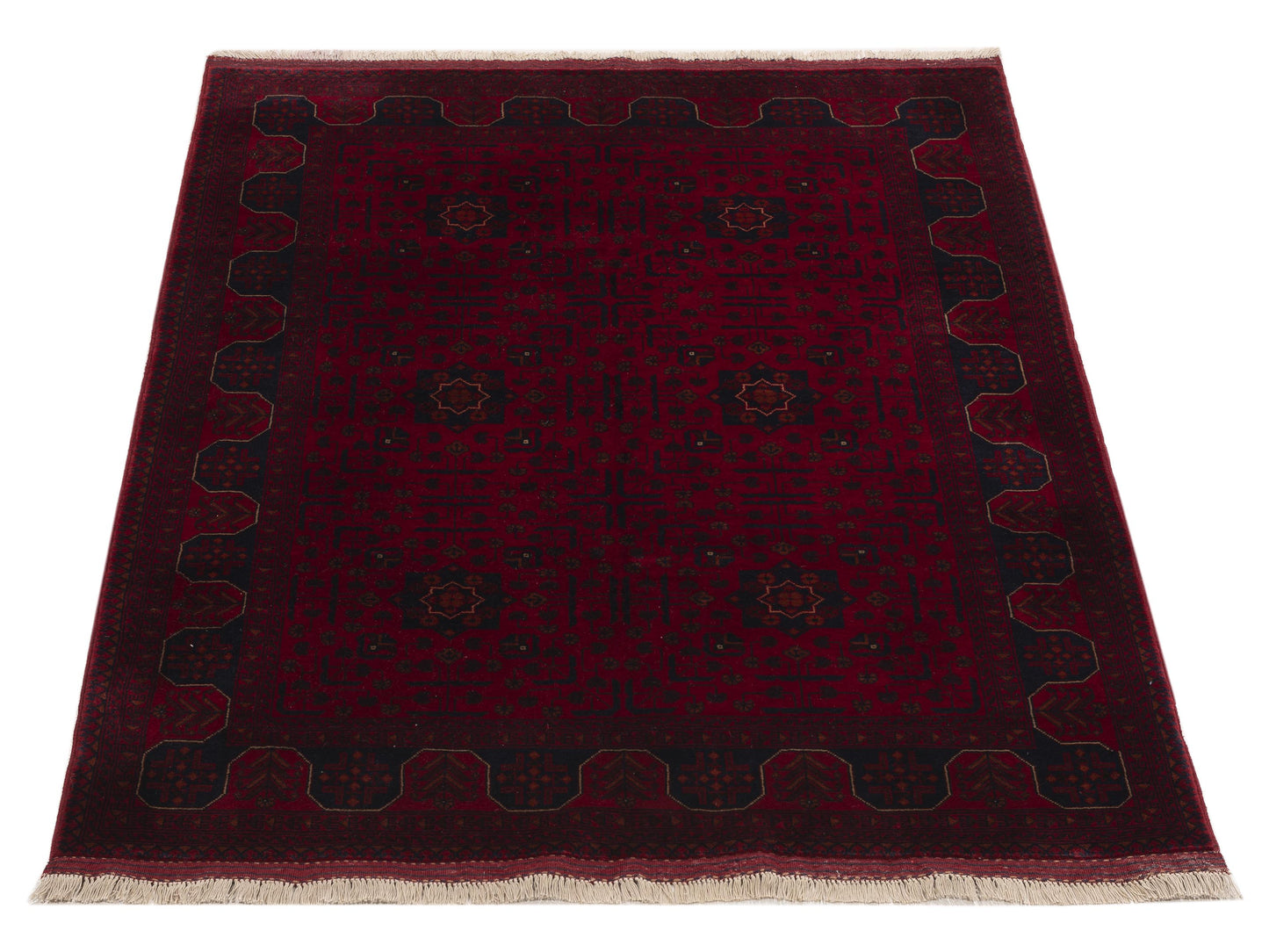 Afghan Belcik 152042 Red Navy 4.11x6.8 Hand Knotted Rug