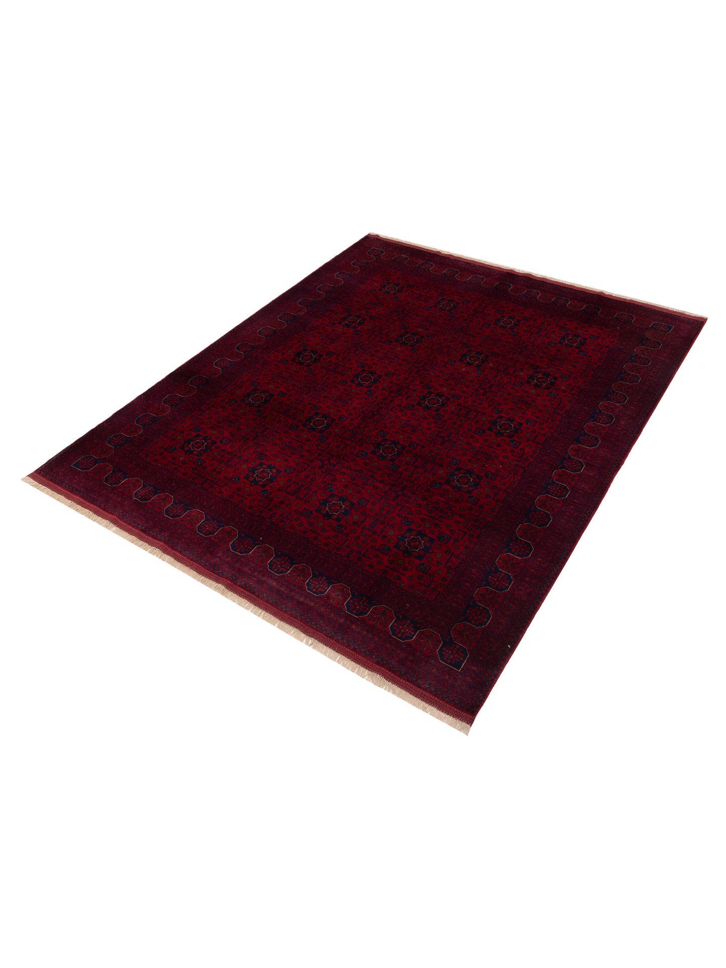 Afghan Belcik 152044 Red Navy 8.4x10.3 Hand Knotted Rug