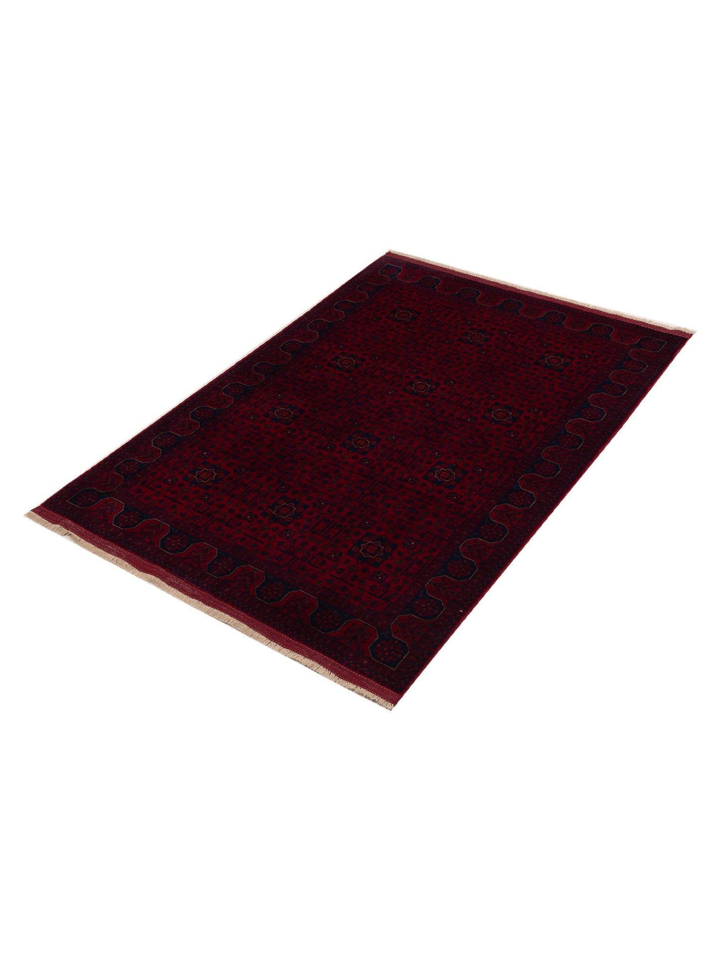 Afghan Belcik 152045 Red Navy 5.9x8.2 Hand Knotted Rug