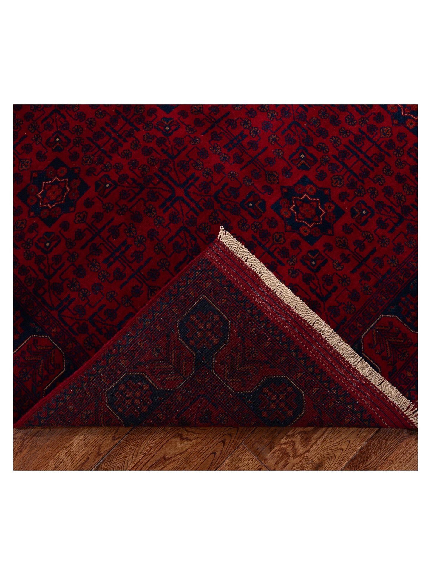 Afghan Belcik 152045 Red Navy 5.9x8.2 Hand Knotted Rug