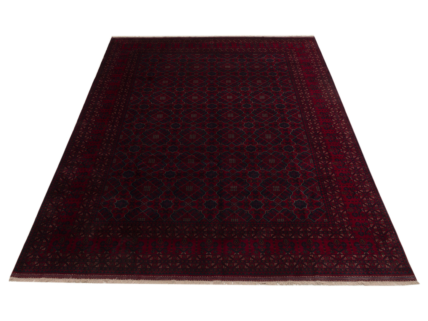 Afghan Belcik 152053 Red Red 9.1x12.1 Hand Knotted Rug