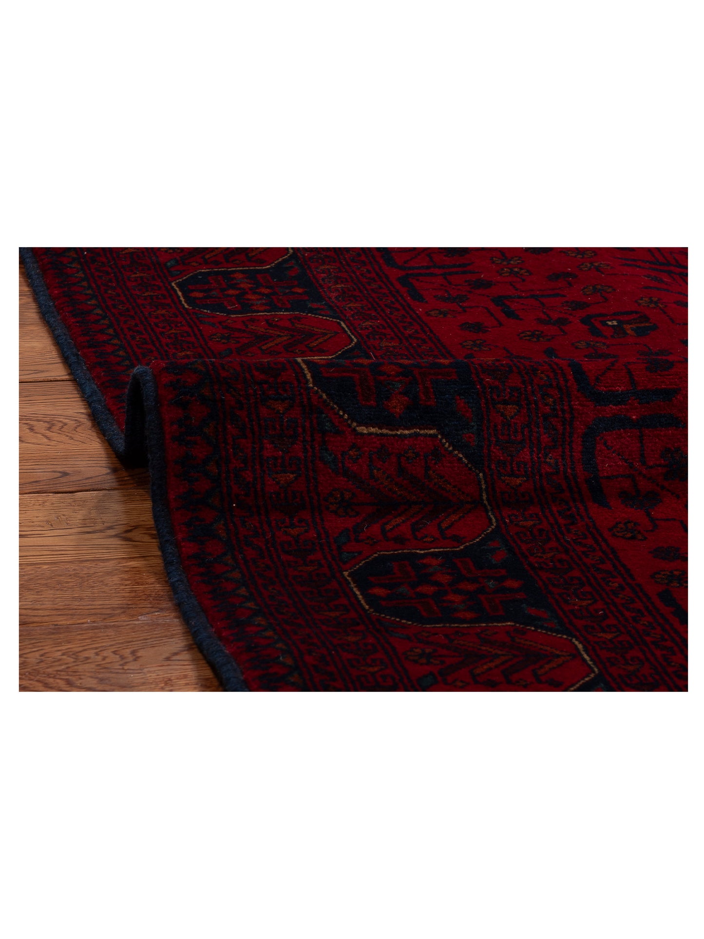 Afghan Belcik 152063 Red Navy 4.11x6.7 Hand Knotted Rug