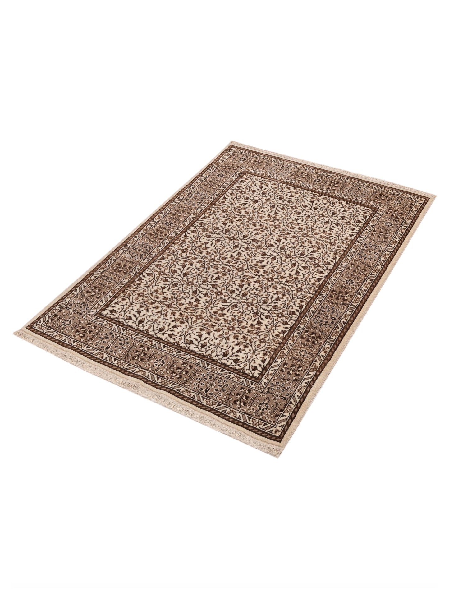 Kayseri 152143 Ivory Light Brown 4.10x6.11 Hand Knotted Rug