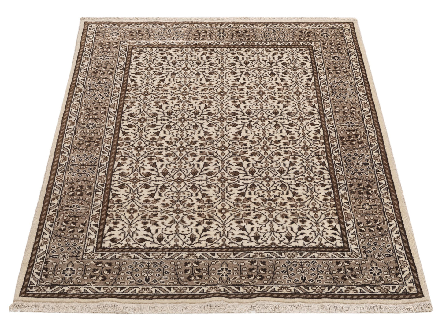Kayseri 152143 Ivory Light Brown 4.10x6.11 Hand Knotted Rug