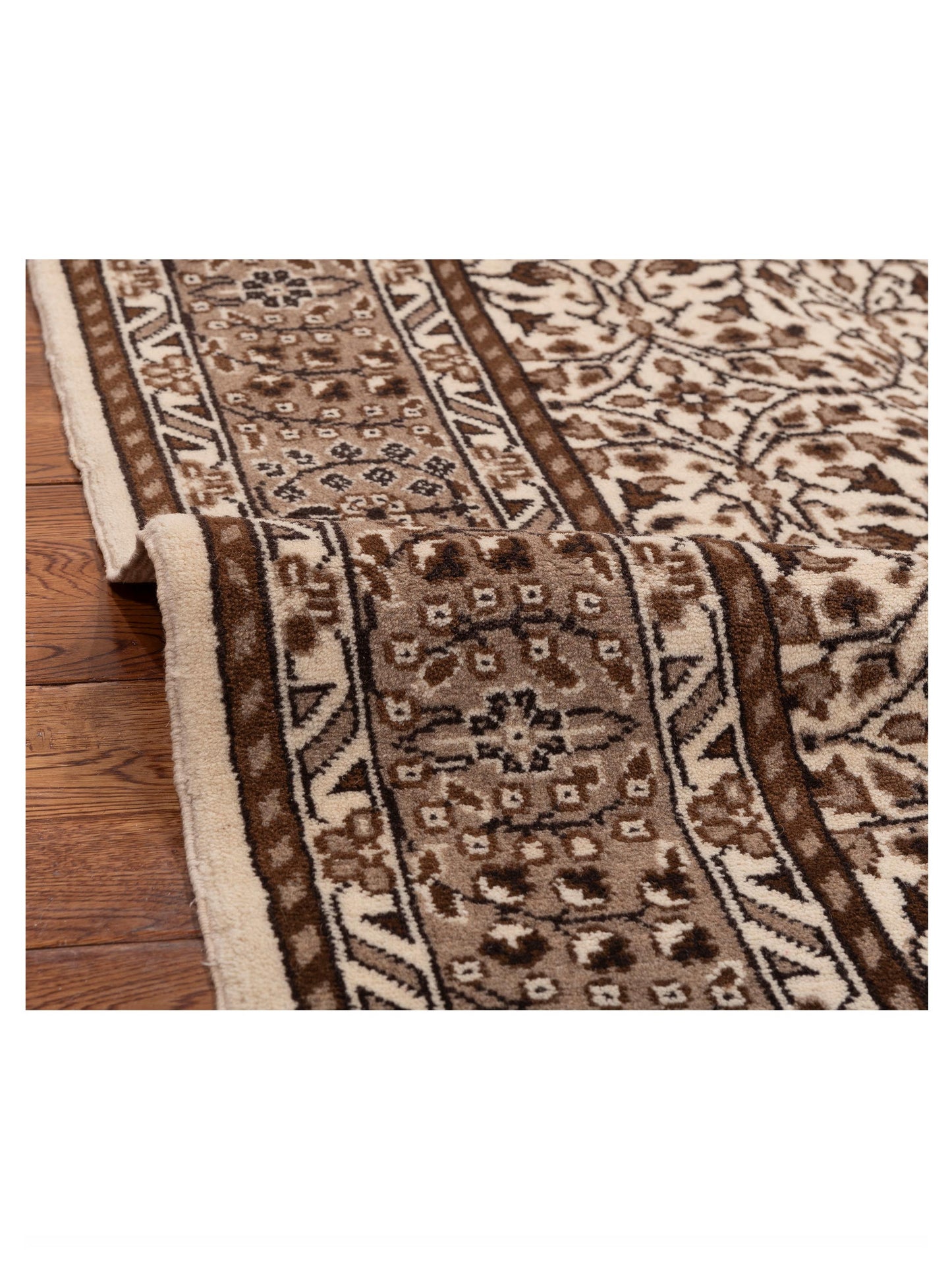 Kayseri 152143 Ivory Light Brown 4.10x6.11 Hand Knotted Rug