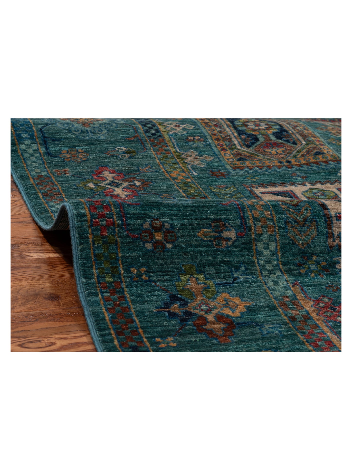 Super Kars 152173 Green Green 4.11x6.7 Hand Knotted Rug
