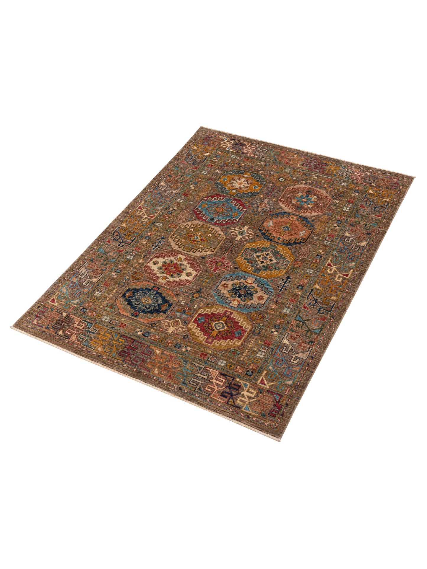 Super Kars 152174 Brown Brown 4.11x6.9 Hand Knotted Rug