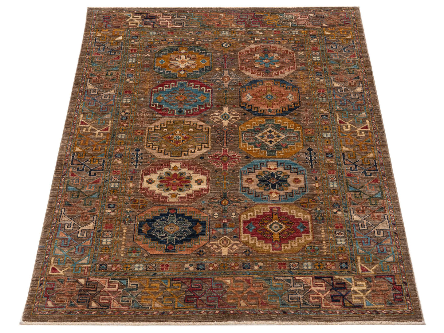 Super Kars 152174 Brown Brown 4.11x6.9 Hand Knotted Rug