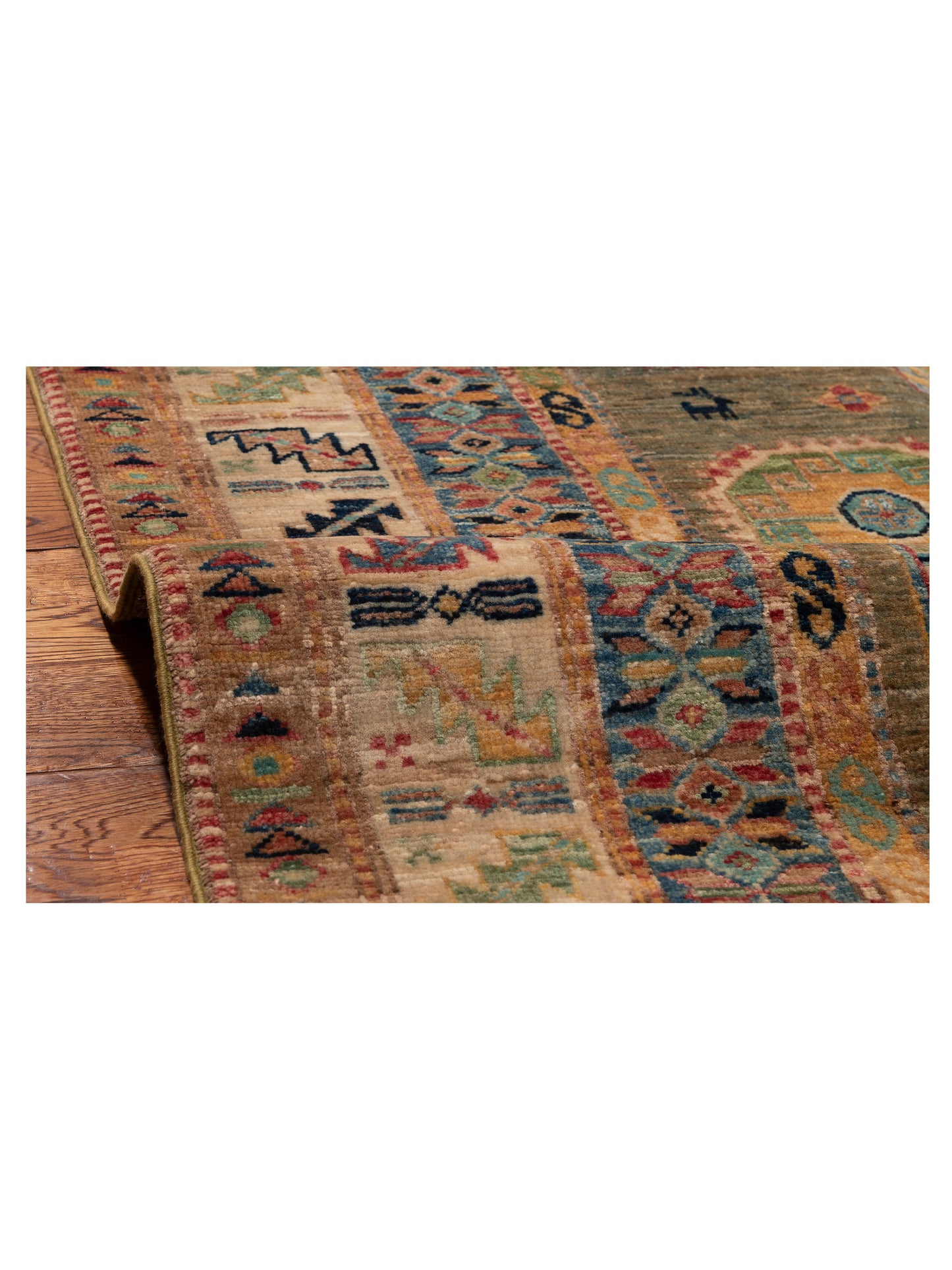 Super Kars 152224 Green Ivory 9.1x12.7 Hand Knotted Rug