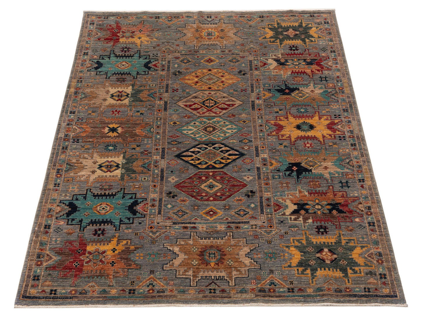 Super Kars 152258 Gray Gray 5.6x7.3 Hand Knotted Rug