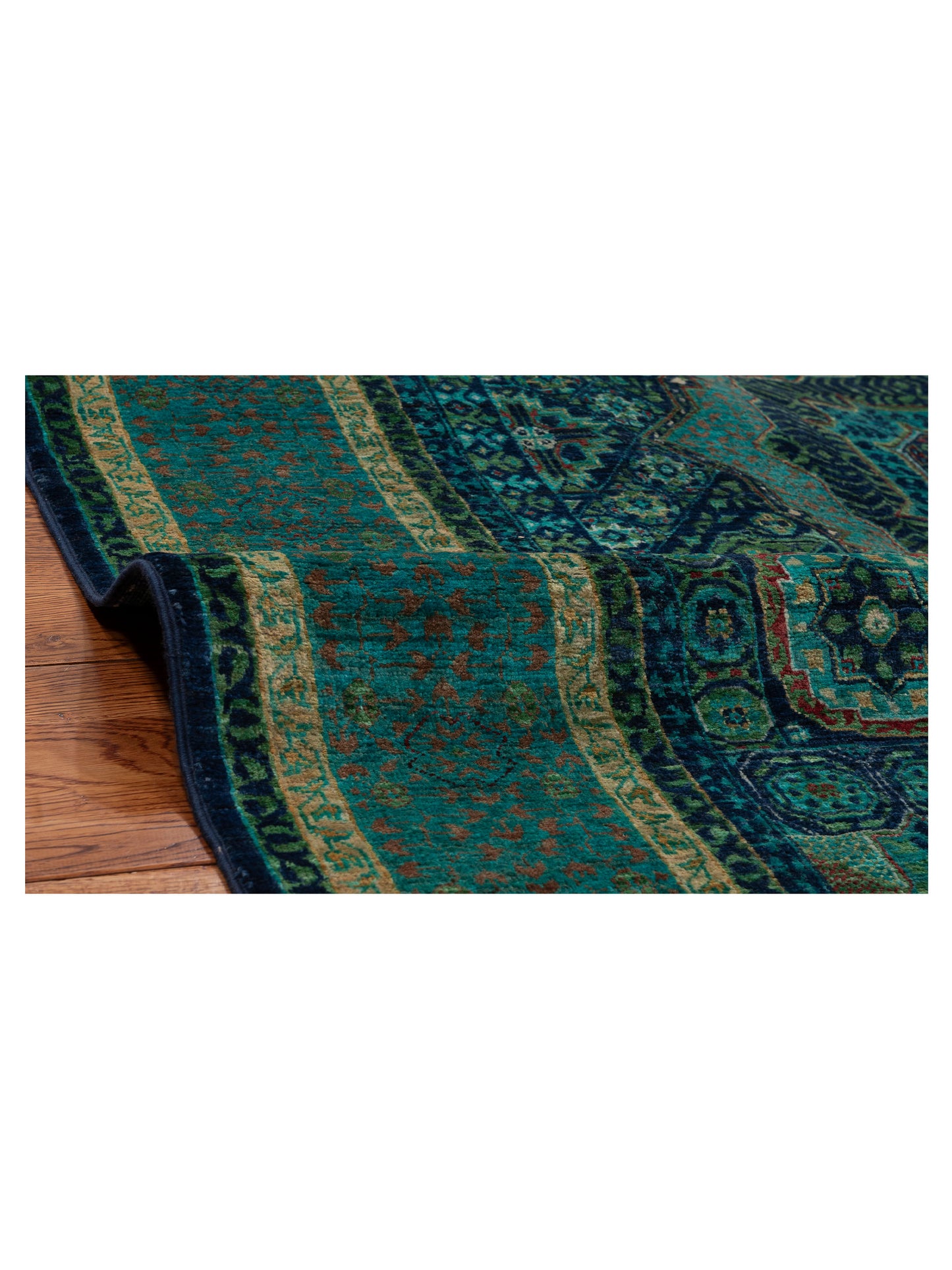 Super Mamluk 152284 Dark Blue Turquoise 5.3x7 Hand Knotted Rug