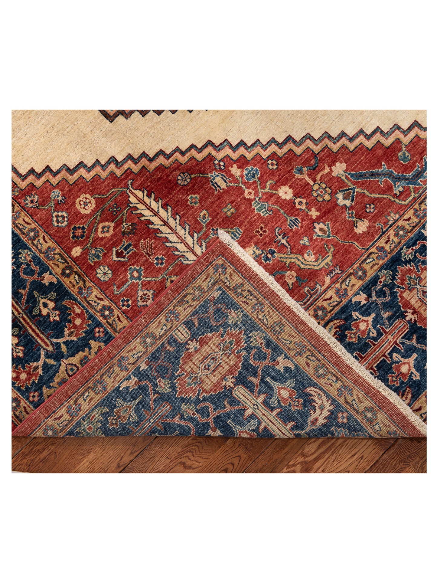 Akcha 152294 Red Blue 8.10x11.11 Hand Knotted Rug