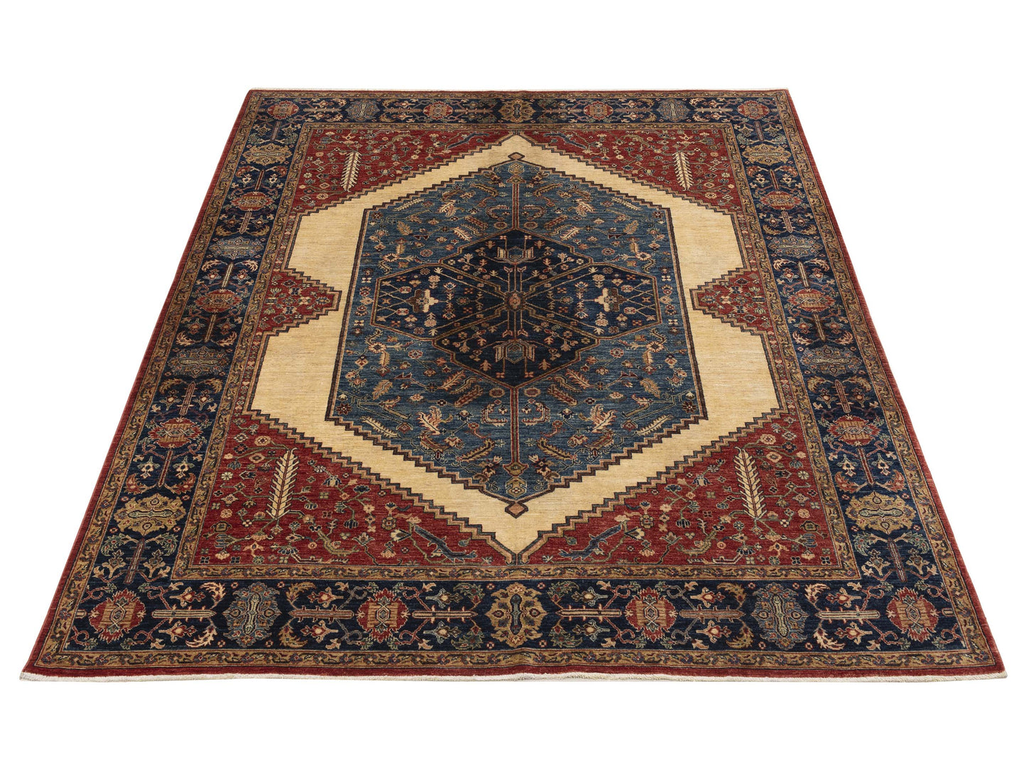 Akcha 152295 Red Navy 8.2x10.1 Hand Knotted Rug