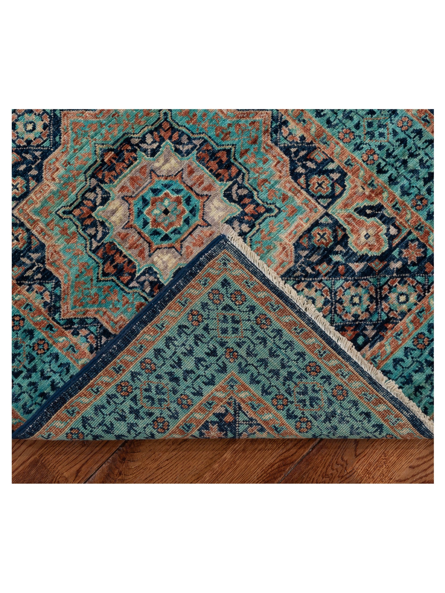 Mamluk 152303 Indigo Turquoise 2.8x16.3 Hand Knotted Rug